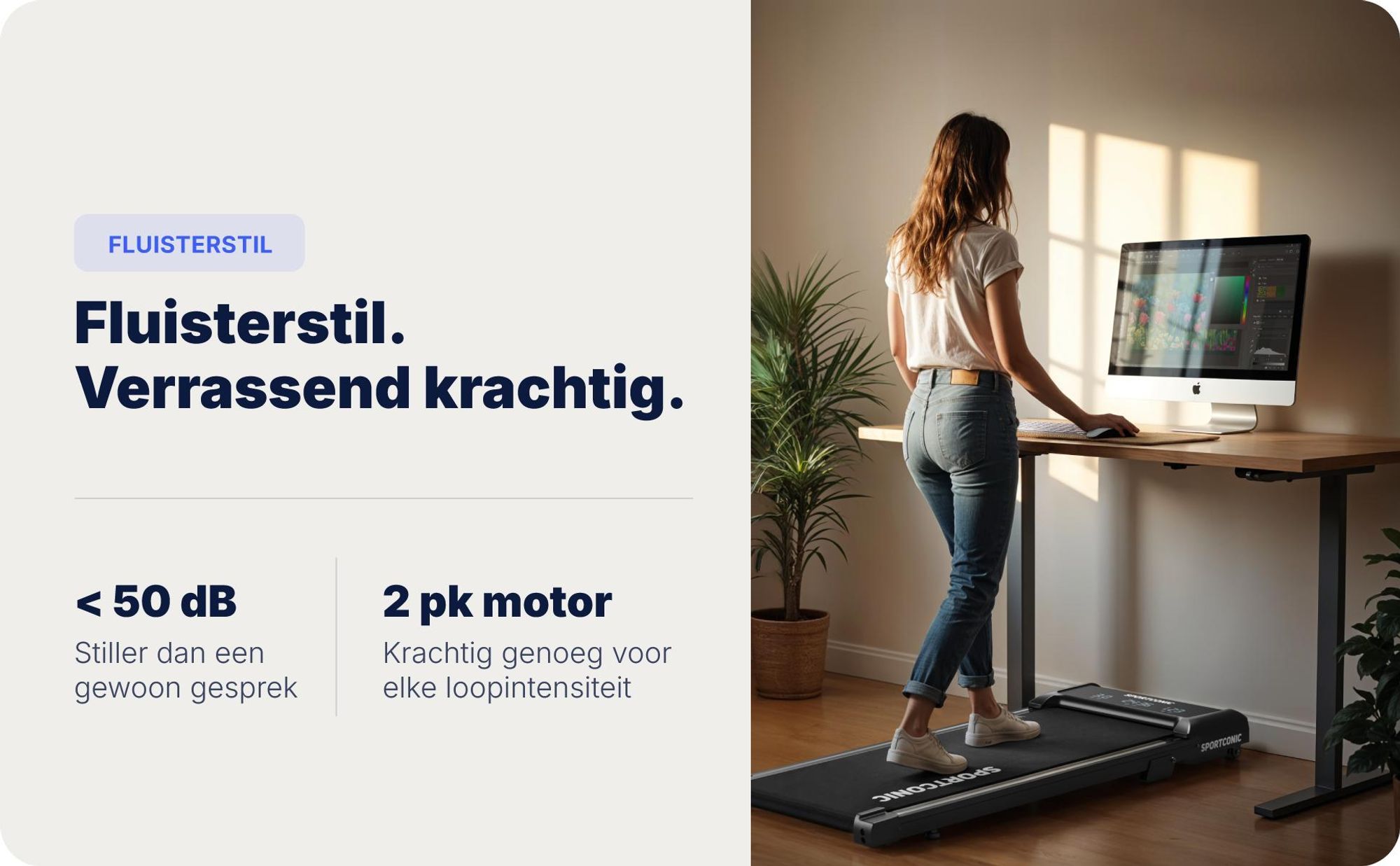 Sportconic Walking Pad loopband voor thuis en kantoor – stil, met een hellingshoek van 6%, energiezuinig, met LED-display