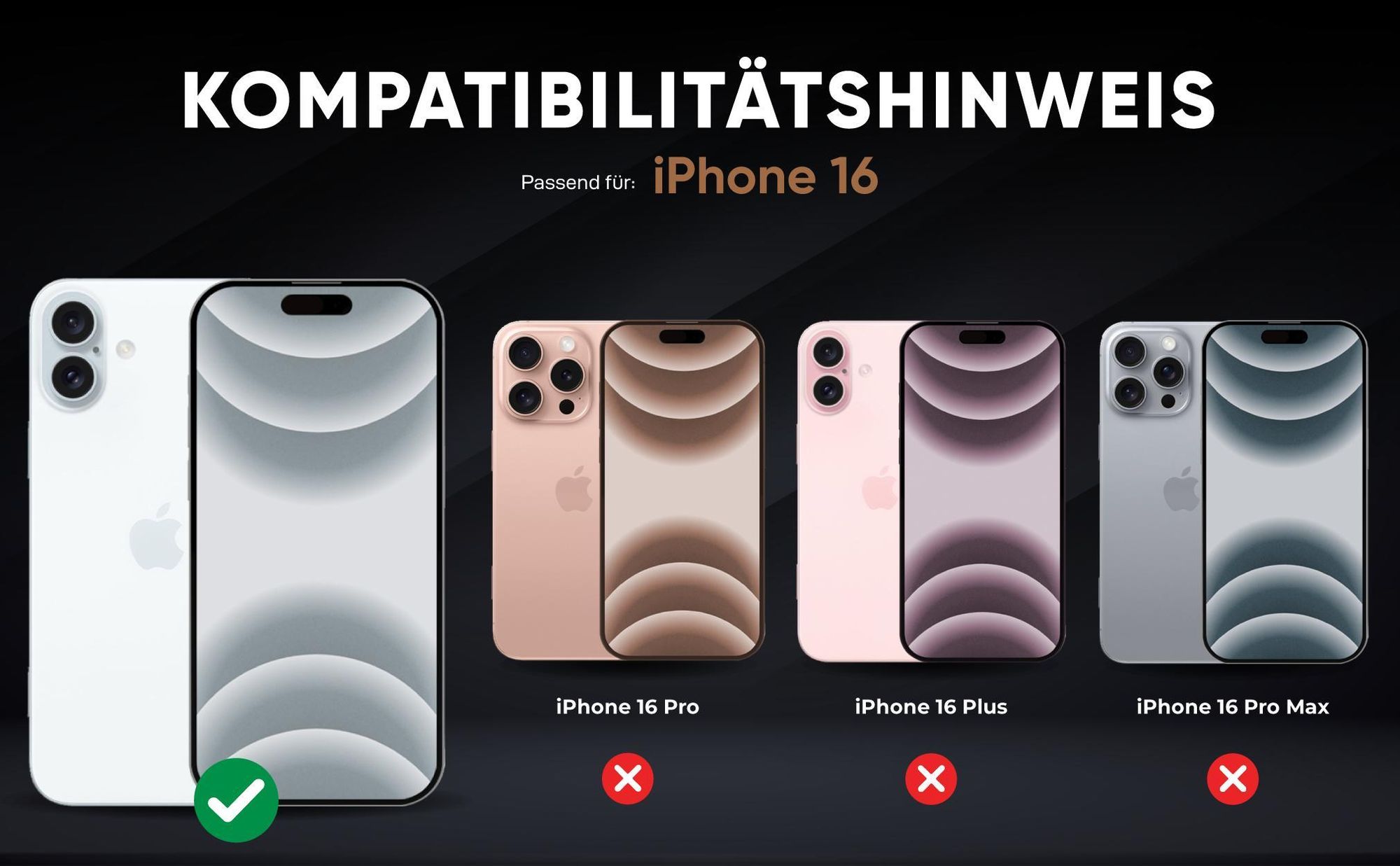 Kompatibilitätshinweise Hülle für Apple iPhone 16