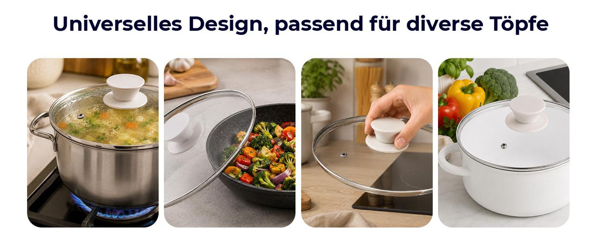 KADAX Glasdeckel mit Silikongriff "Tolfa", hitzebeständiger Kochtopfdeckel, 16 cm