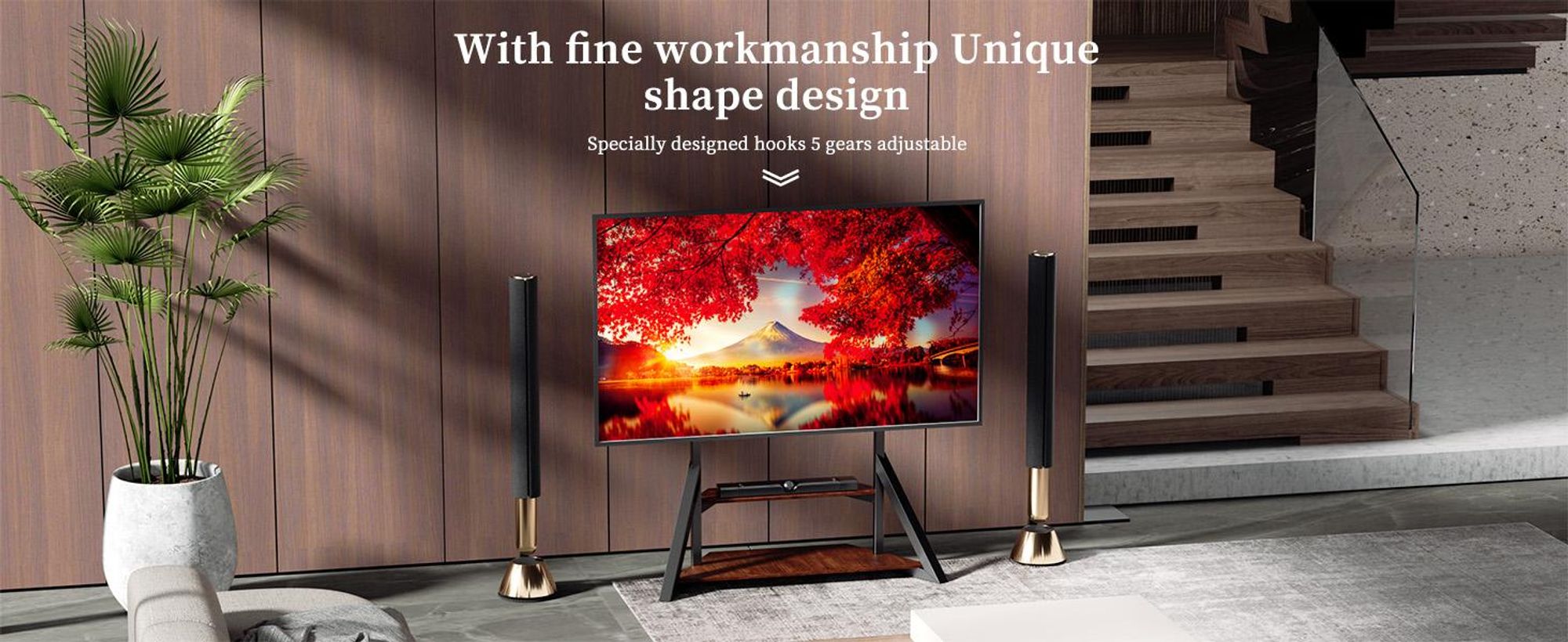 WISFOR TV Ständer Höhenverstellbar Rollbar, TV Standfuss Universal Fernsehstand mit AV-Ablagen für 65"–100", VESA 800x600mm, bis Max 100kg
