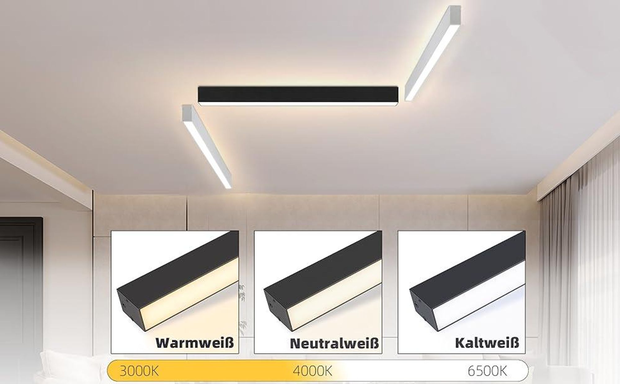 ZMH LED Deckenleuchte Wohnzimmer Deckenlampe 17W Modern Schwarz Deckenbeleuchtung 53.6CM Dimmbar mit Fernbedienung für Schlafzimmer Küche Büro Esszimmer