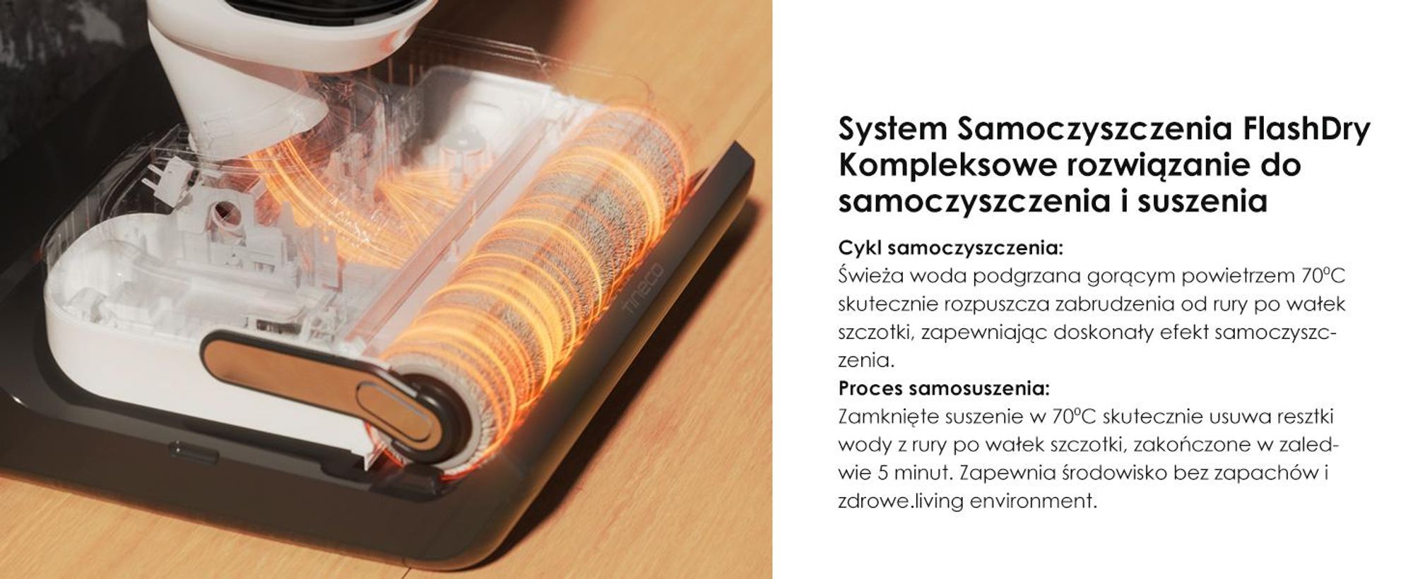 Tineco Floor ONE Stretch S6 odkurzacz myjący 2w1 na mokro i sucho, samoczyszczenie 85°C, rozkładany 180°, 85°C 5 minut Flashdry, czyszczenie krawędzi