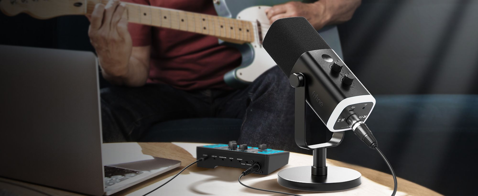 FIFINE Studiomikrofon USB Podcast Mikrofon PC Dynamisches Mikrofon für Aufnahme