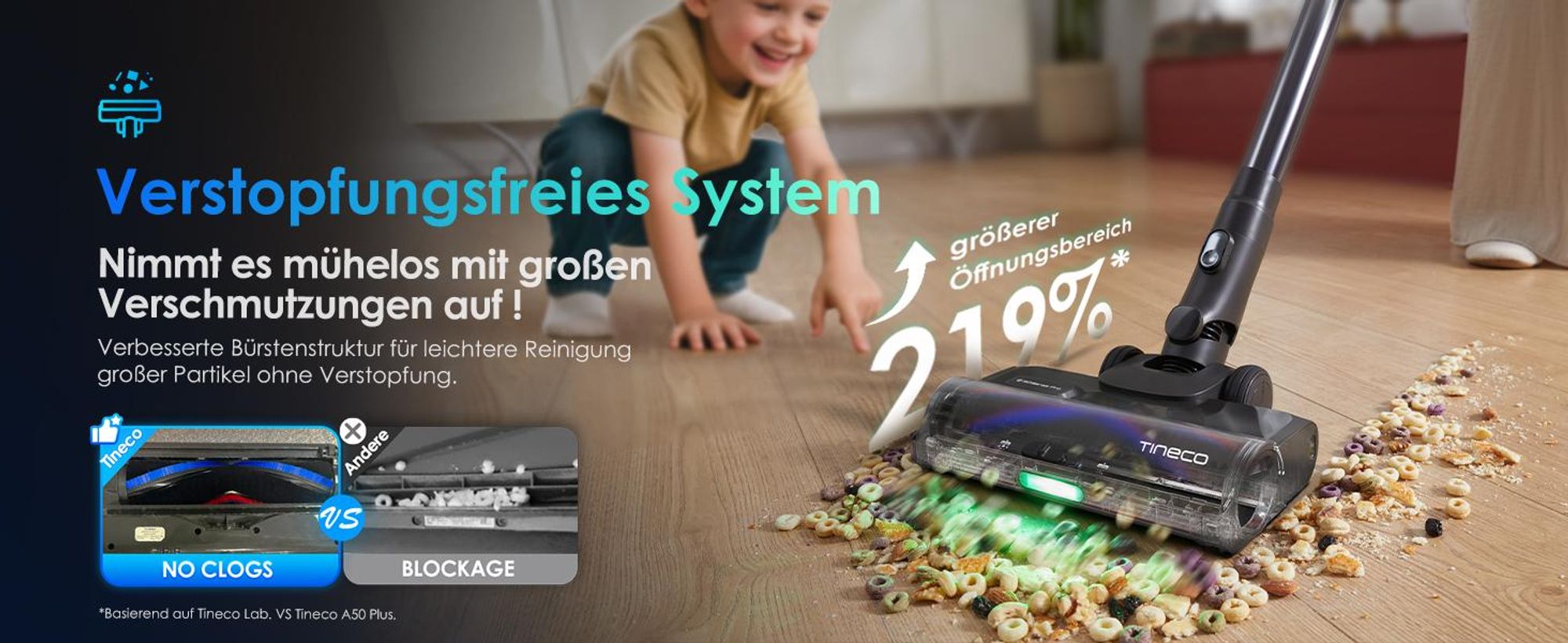 Tineco PURE ONE S70 Akku Staubsauger, 200 AW, LED, 3DSense Pro Reinigungssystem, 95 Min. 6-stufiges Filter, ZeroTangle-Bürste, Handstaubsauger