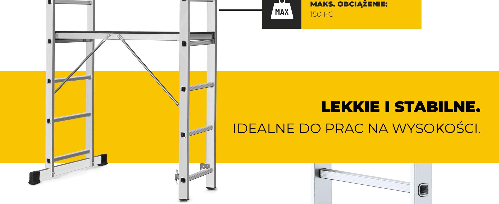 Drabest | Uniwersalna drabina + rusztowanie BASIC - Rusztowanie drabinowe 2x7, nośność platformy: 150 kg, wymiary platformy 33 x 114 cm