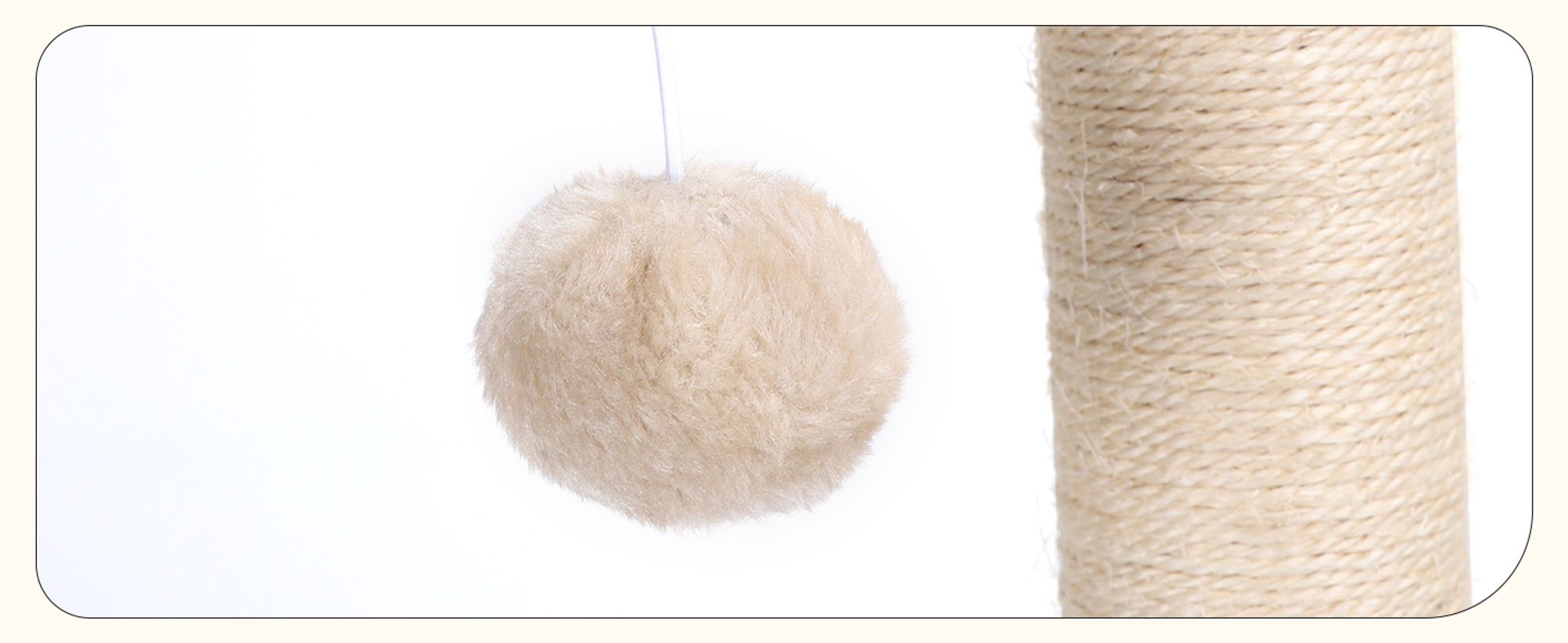 Katzenkratzbaum mit Bürste,Kratzsäule für Katze Kratzstamm aus Jute und Widerstandsfähigem Stoff mit Plüschball