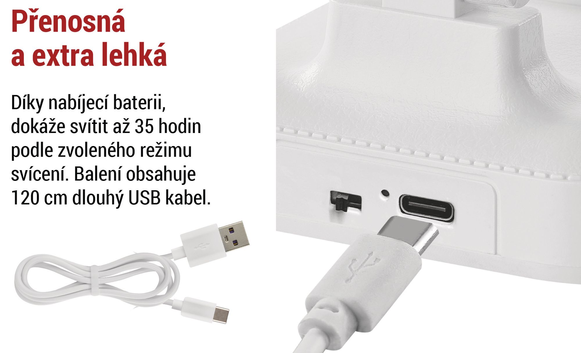 EMOS LED nabíjecí stolní lampa AMY 6W, 200lm, 800mAh Li-Ion, doba svícení 35h, stojan na mobil, stmívatelná, nast. barva světla, 1,2m kabel USB, Z7631
