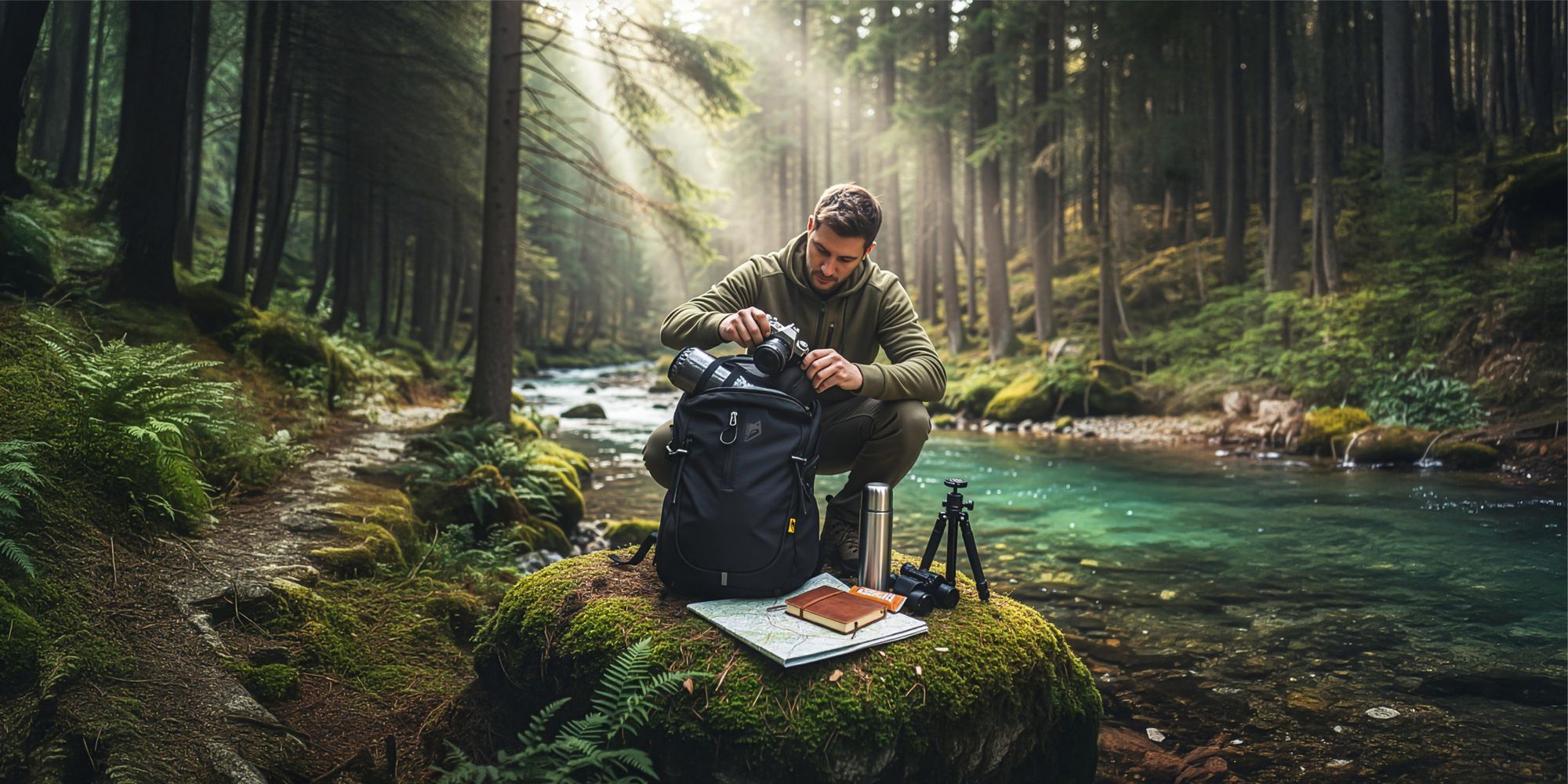 Wanderrucksack 25L Trekkingrucksack Herren & Damen, Titan-Core™ Nylon Outdoor Rucksack mit Regenschutz & Laptopfach, EVI SPORT Trailpack Schwarz