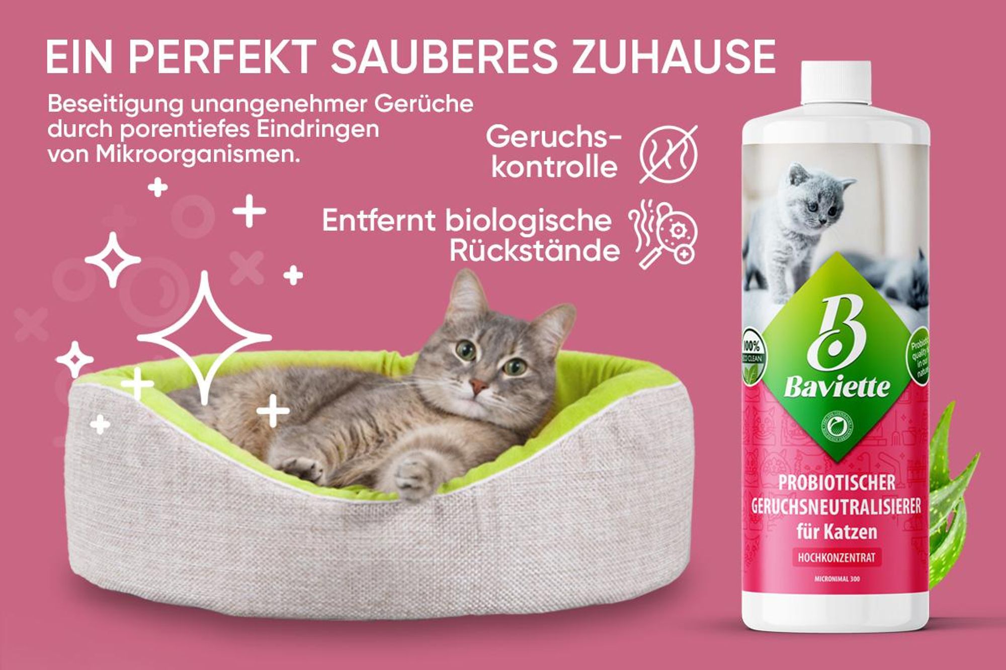 Baviette Augenpflege Katze 100 ml – milde Pflege mit Mikroorganismen für die äußere Augenpartie, geruchsneutral