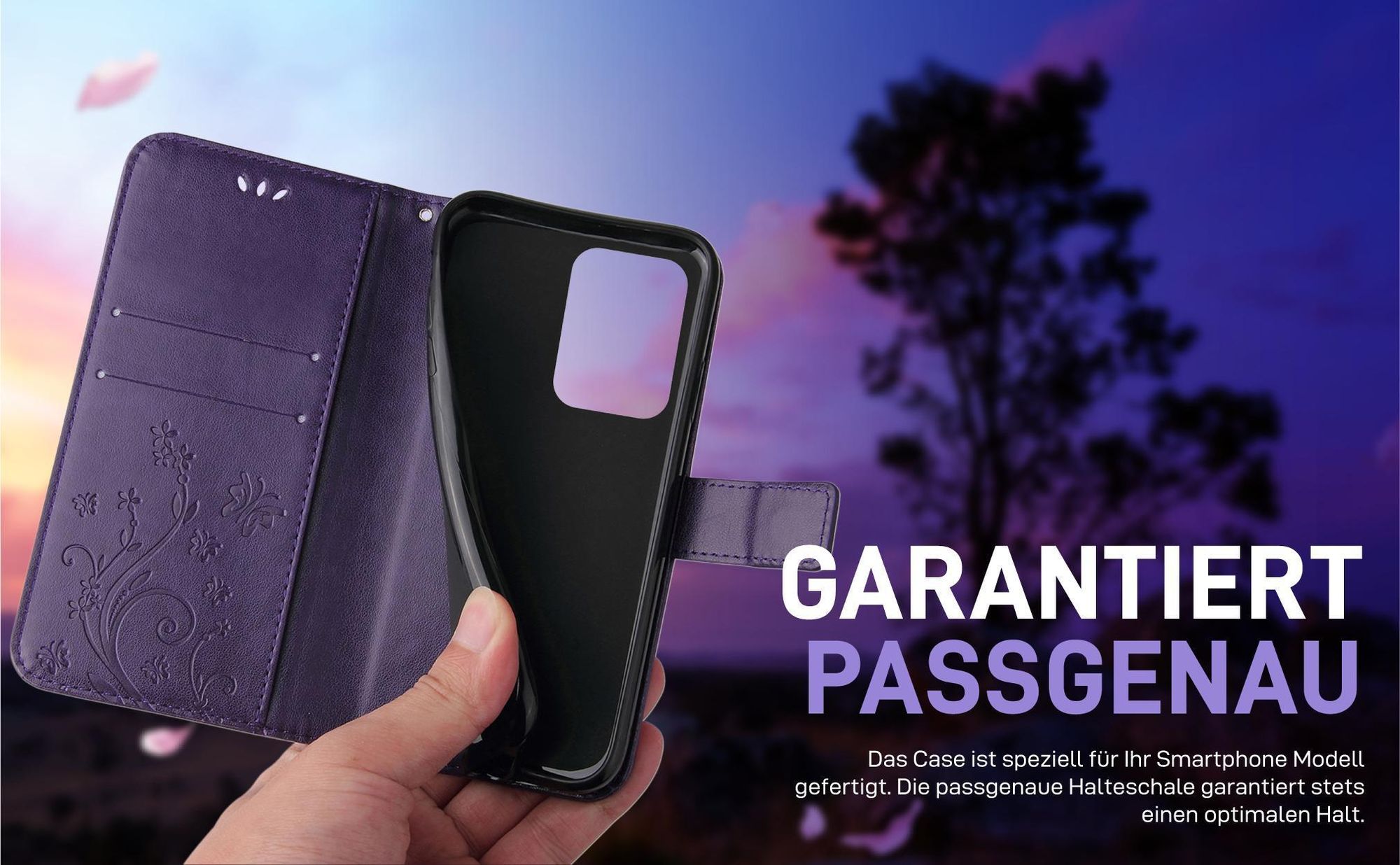Violette Klapphülle für Xiaomi Redmi Note 10 5G mit präziser Passform und sicherem Halt