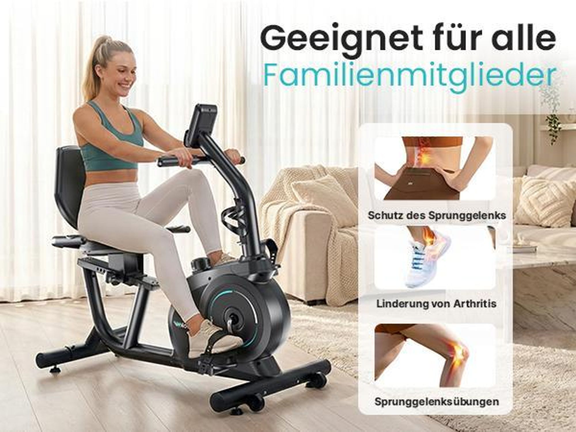 Wenoker Liege-Heimtrainer – 16 Magnet-Widerstandsstufen, Pulsmessung, LCD, verstellbare Rückenlehne, leiser Betrieb der ideale Heimtrainer für Zuhause