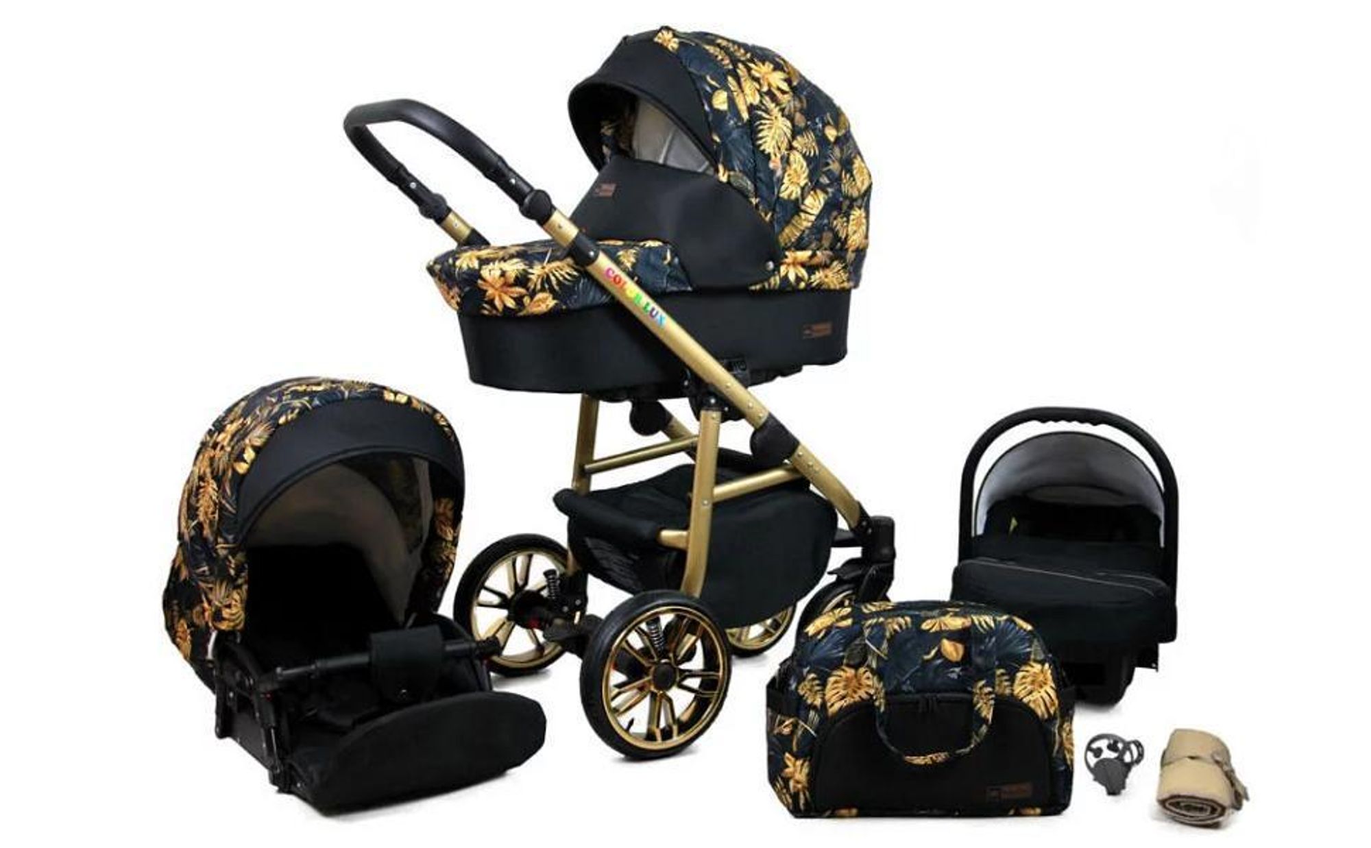 BabyLux® Color Lux | 2in1 Kinderwagen Set | Onyx | Kombikinderwagen | Kinderwagenset | Buggy + B