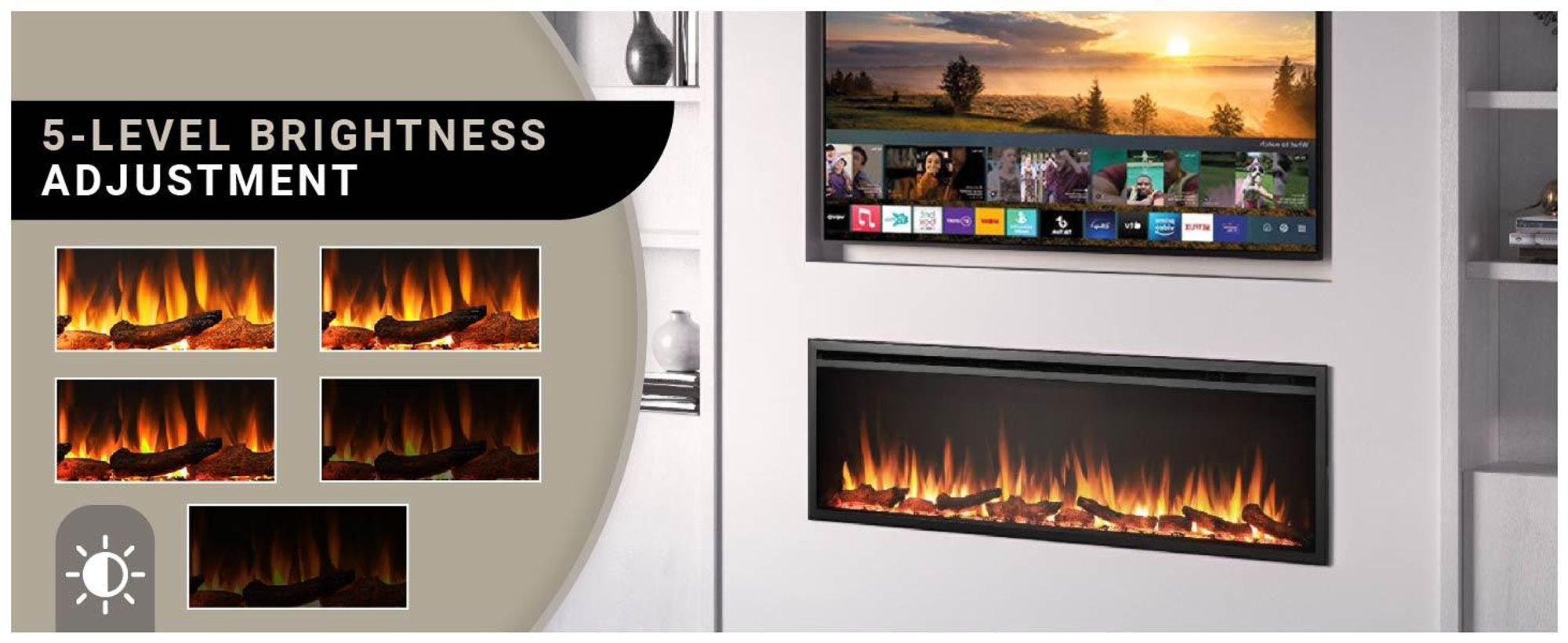Elektrický krb BALDERIA Atalanta 60 – vstavaný krb, 1500 W – čierny
