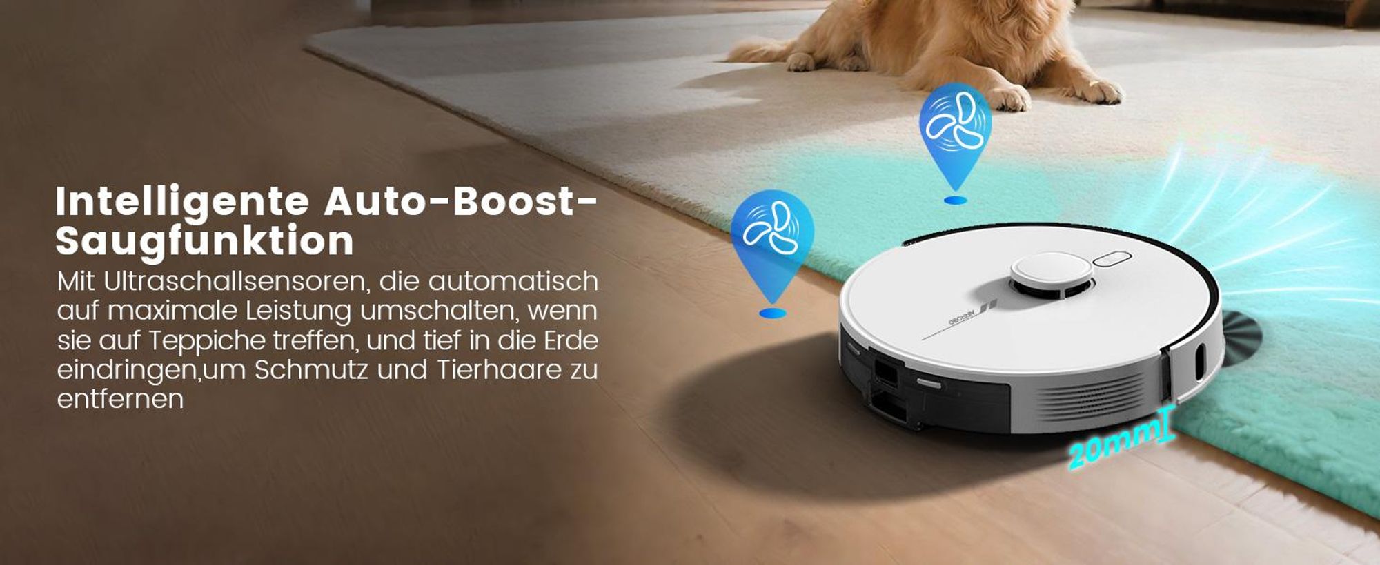 AIRROBO L60+ Staubsauger Roboter Saugroboter mit Wischfunktion, Auto-Staubentleerung, LiDAR-Navigation, 12000Pa, für Teppiche und Tierhaare