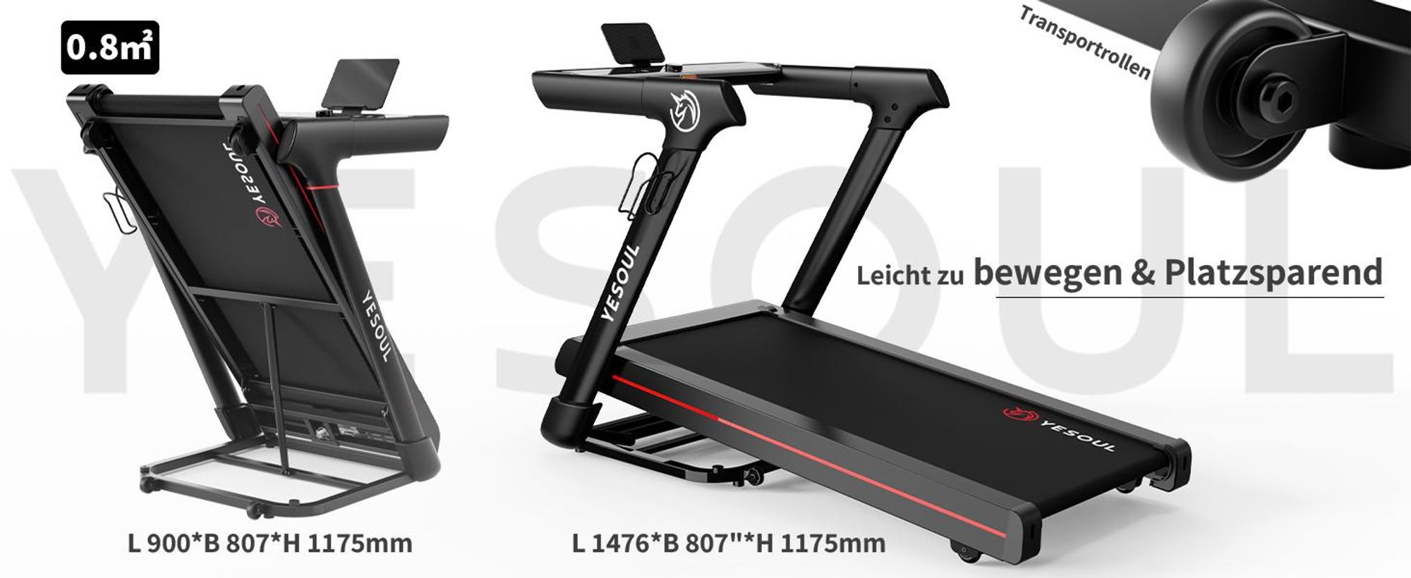 Yesoul T3 Pro Laufband – 3.0 PS Motor, 10 % Steigung, 6-Punkt-Dämpfung, 136 kg Traglast, klappbar, App-Steuerung