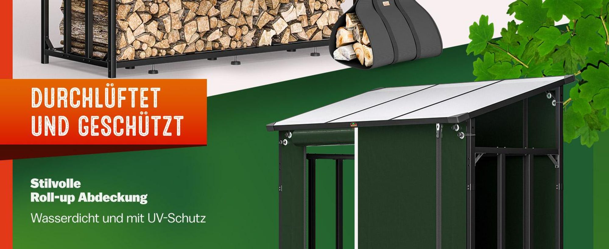 GARDEBRUK® Kaminholzregal XXL 198H x 163B x 70T cm