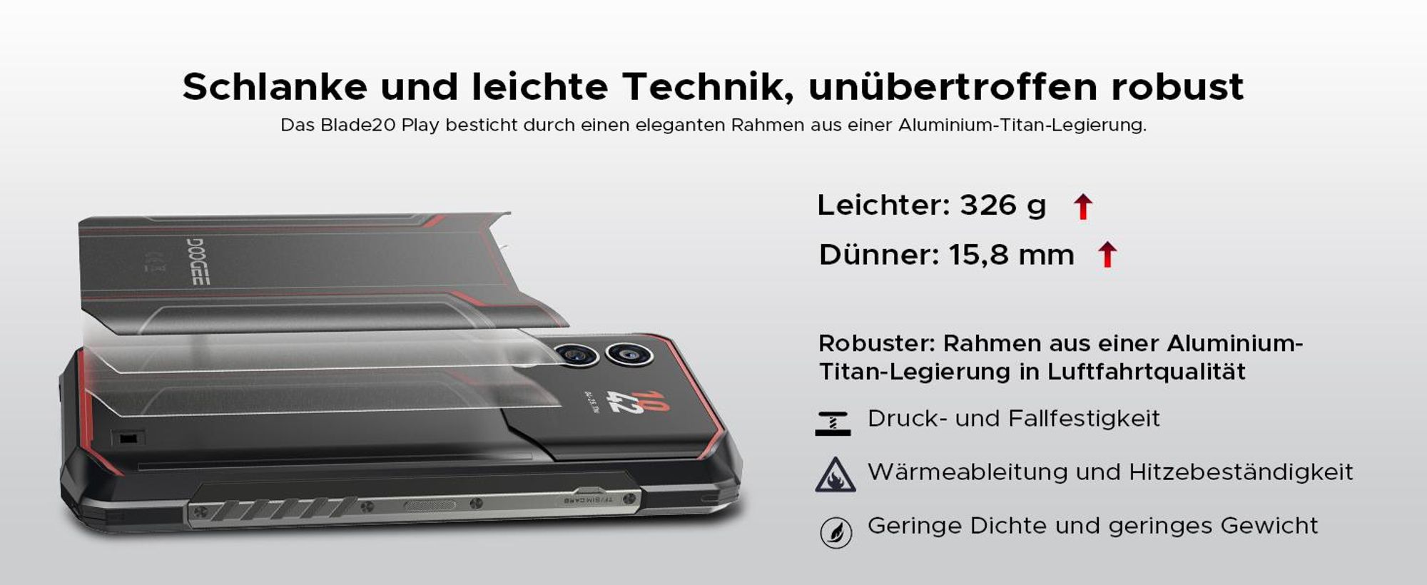 DOOGEE Blade20 Ultra Smartphone Handy, 1,54" Zusatzdisplay, 10300mAh Akku, 8GB+512GB, 6,6" 90Hz, 50MP, NFC, Fingerabdruck, IP68, ohne Vertrag