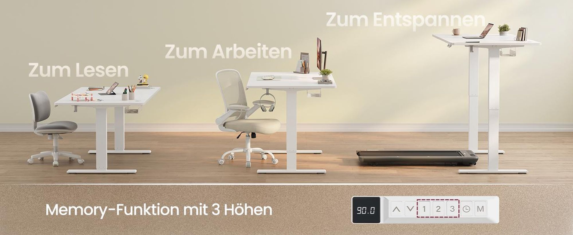 VASAGLE Höhenverstellbarer Schreibtisch, 160 cm, USB-C-Anschluss, Ablage für Steckdosenleiste, Erinnerung bei langem Sitzen, 3 Speichertasten