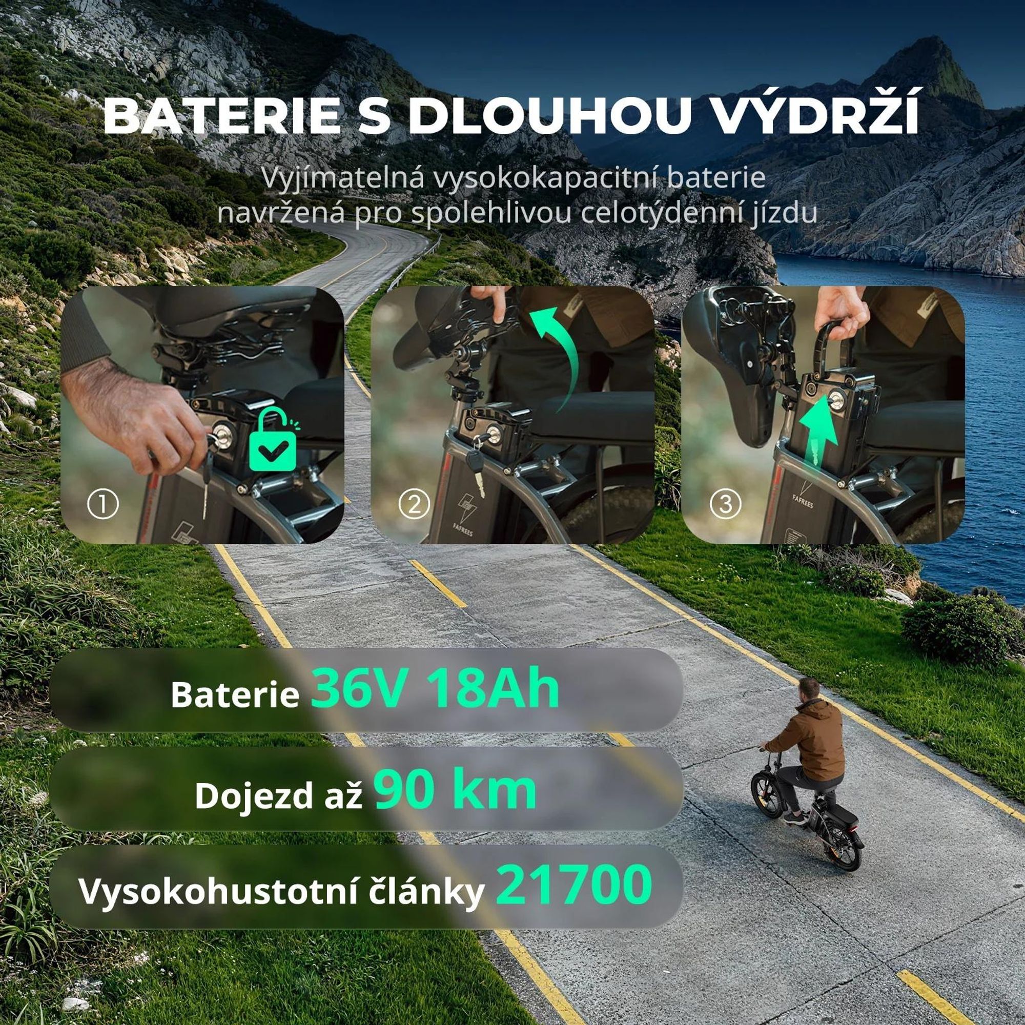 FAFREES F20 E-Bike - Motor 250W, Baterie 36V18Ah, 20 Palcová Mechanická Kotoučová Brzda - Šedá