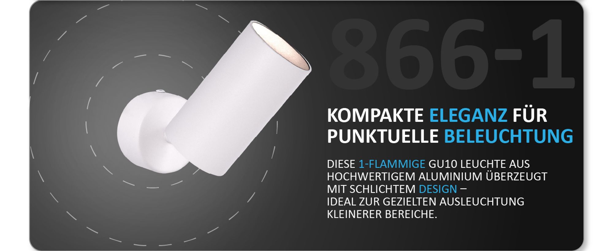 GU10 Deckenleuchte ProSpot 866-1-WH Weiß – 1-flammig, Aluminium, IP20