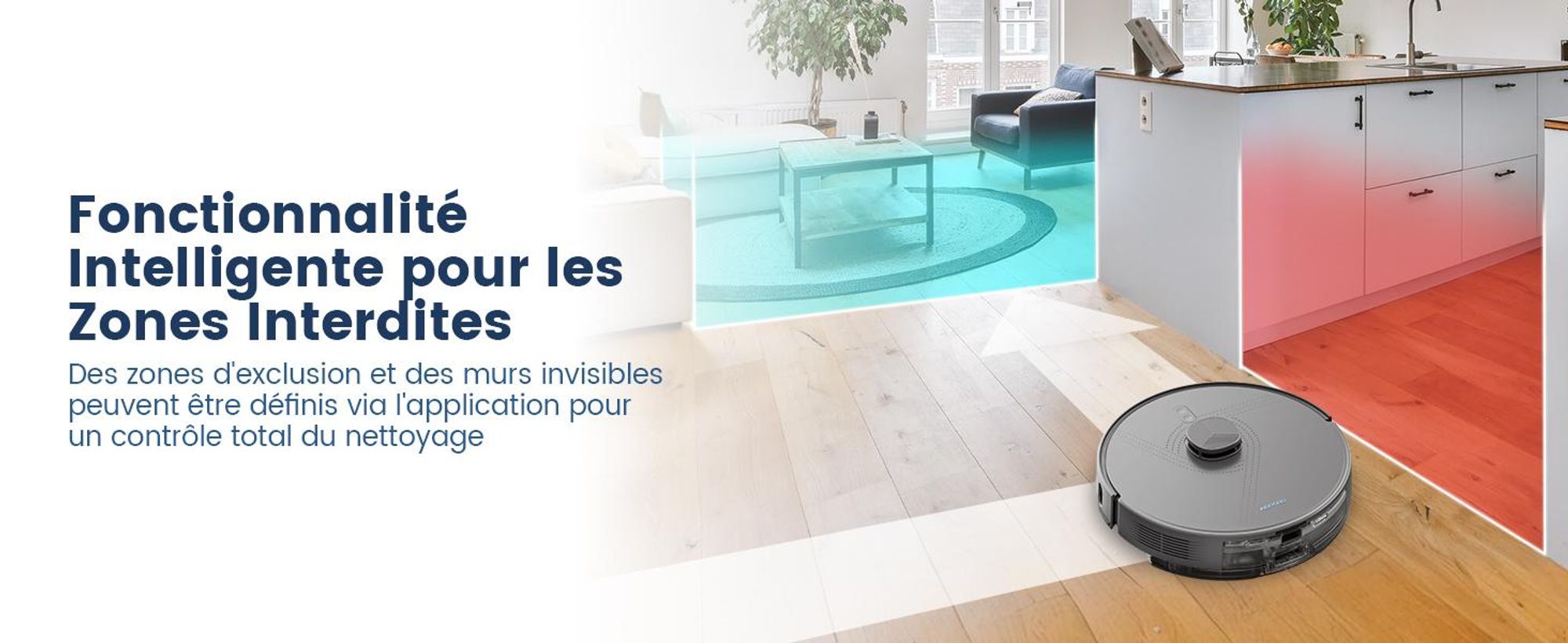 Robot aspirateur AIRROBO L50+ avec fonctions d'aspiration et de lavage, puissance d'aspiration de 10 000 Pa, autonomie de 240 minutes
