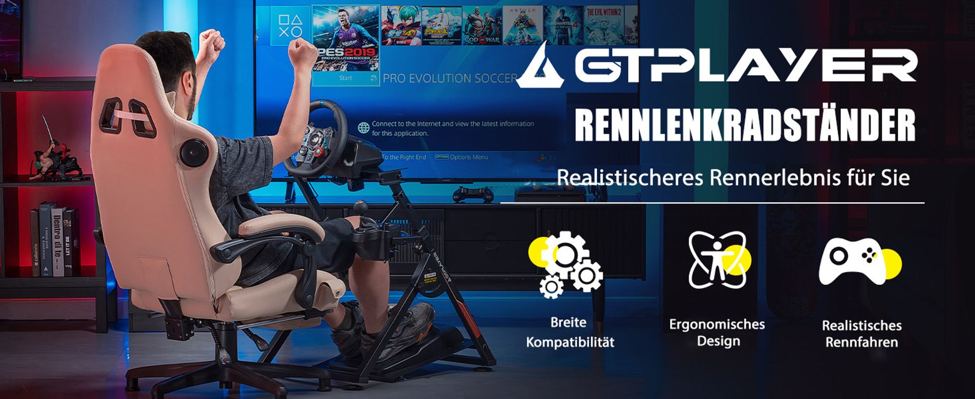 GTPLAYER Lenkradständer Lenkrad Gaming Wheel Stand für Logitech Controller Neigungsverstellbares Gestell PS4 Xbox PC PS5 red