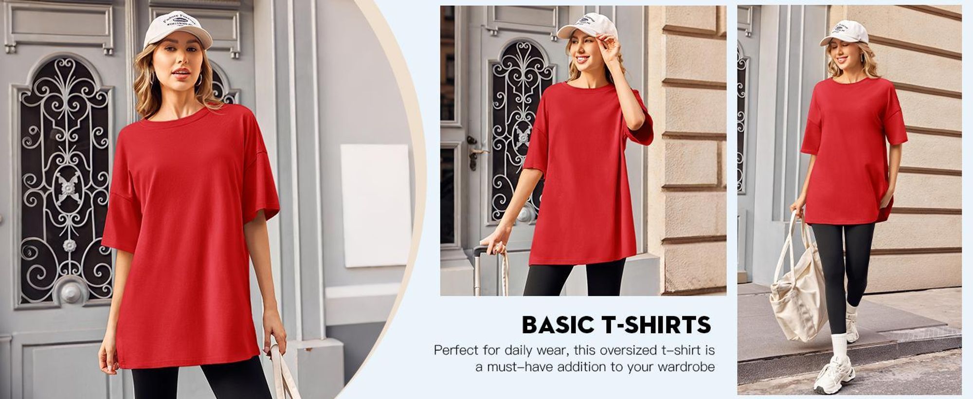Oversized Damen-T-Shirts, Kurzarm, Rundhalsausschnitt, Tunika-Tops aus Baumwolle