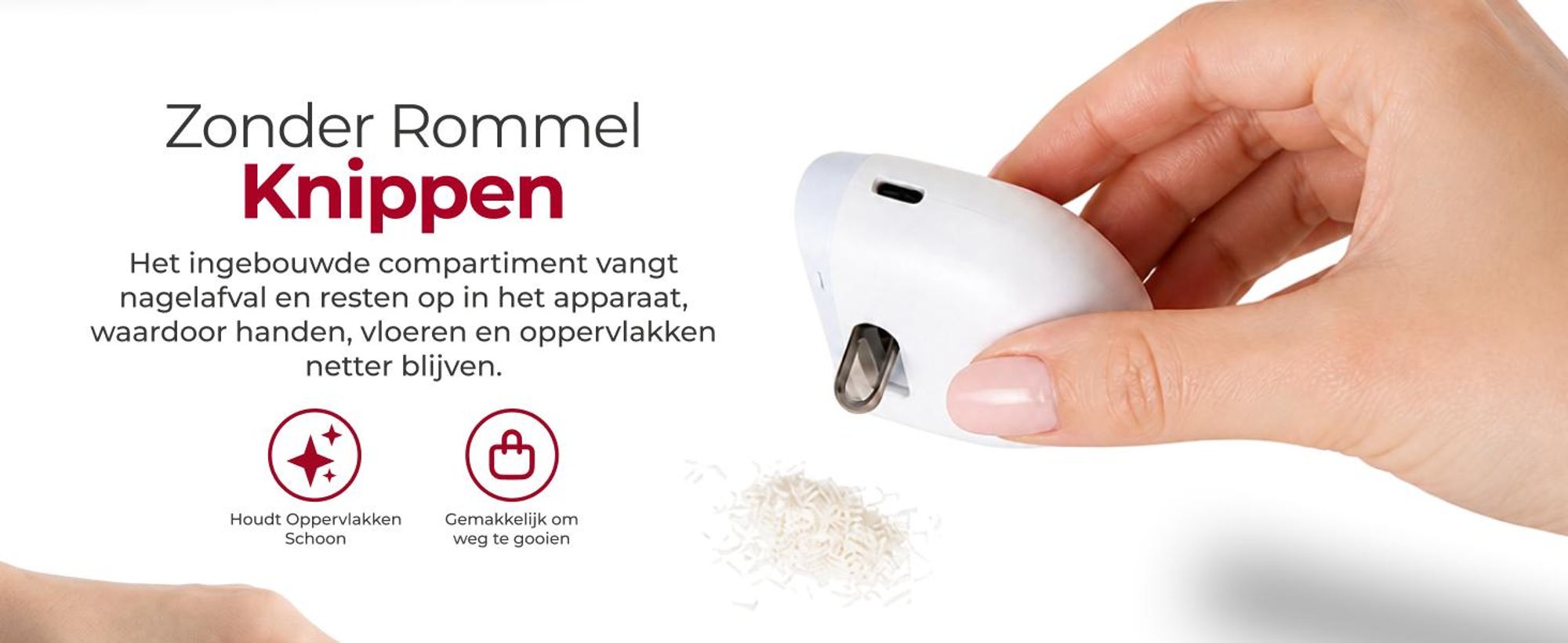 Professionele elektrische nagelknipper, automatische manicure- en pedicuretrimmer voor volwassenen en baby's, geschikt voor vingernagels en teennagels. Wit