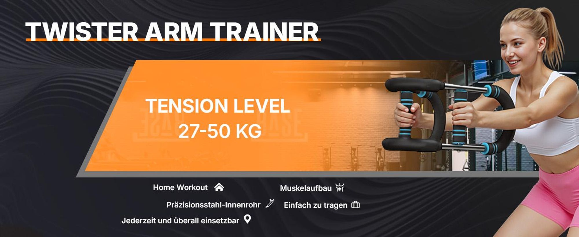 Armtrainer – Kraft-Twister U-Form, verstellbar 27-50kg, Abnehmbares Design für Zuhause, Büro und Reise kompakt tragbar