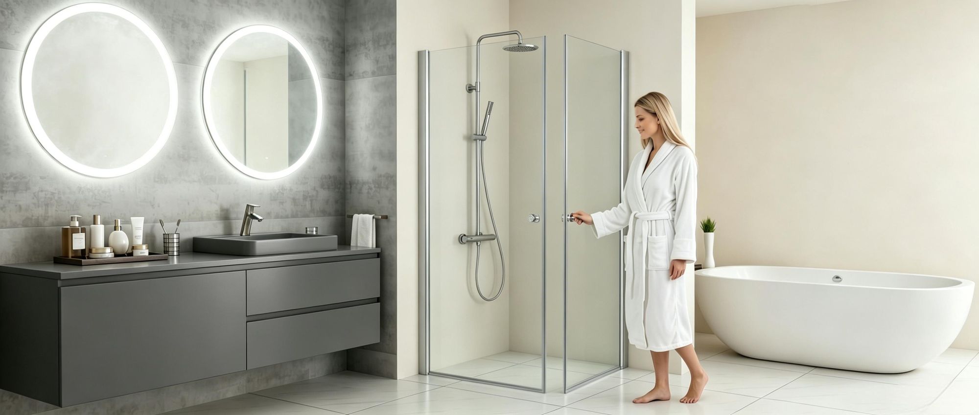 Duschkabine Eckeinstieg 80x80 x185 cm Schwingtür Duschwand mit Doppel Schwingbar Duschtür ESG Glas, Drehfalttür komplett Dusche Duschabtrennung