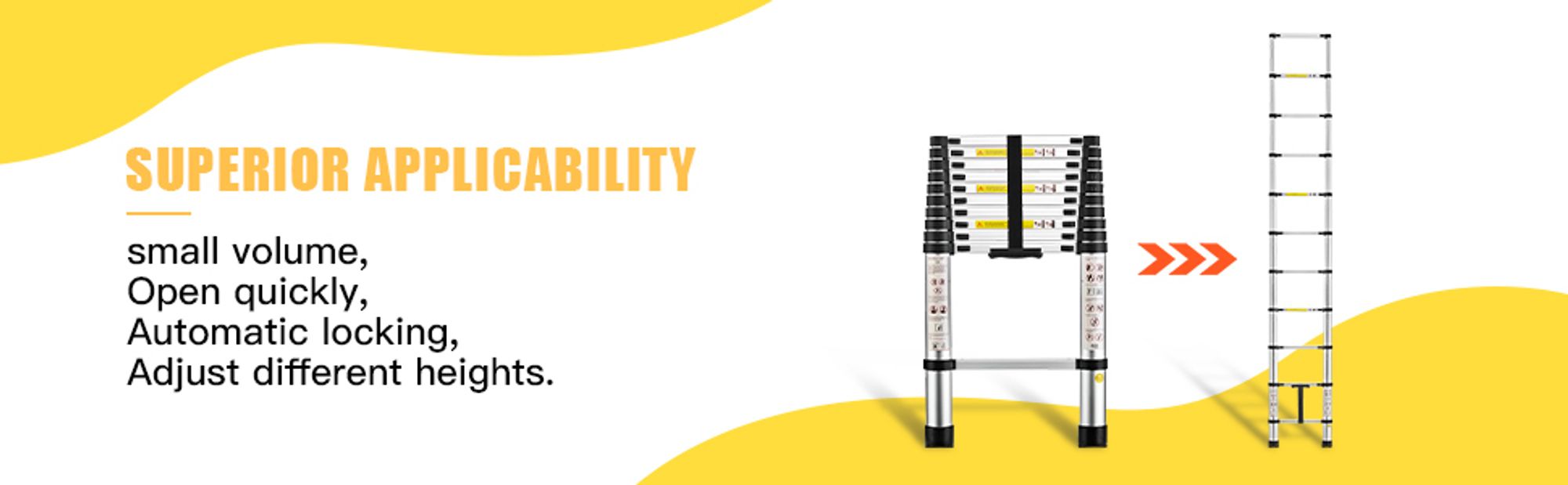 STANEW Teleskopleiter Aluminium 3,2m,Rutschfester Klappleiter Stehleiter Mehrzweckleiter, Abnehmbare Armlehne, Ausziehbare Leiter, Multifunktional Ladder, Maximale Belastbarkeit 150 kg