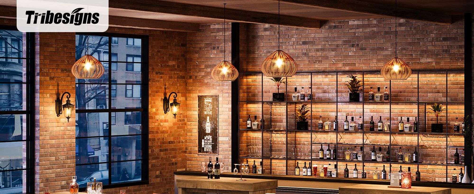 Tribesigns Bartisch, 105 x 50 x 95 cm rechteckiger Stehtisch mit Metall-Fußstütze, rustikaler Esstisch, Kneipentisch für Zuhause, Esszimmer, Bistro