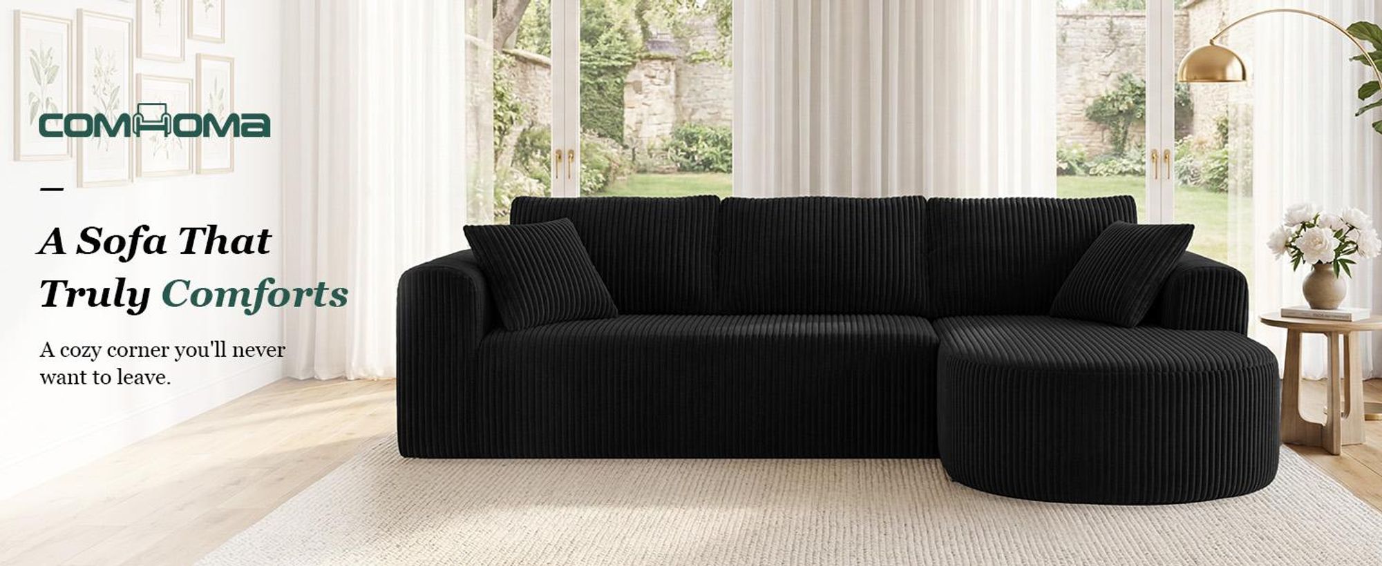 Divano angolare con funzione letto, divano modulare in velluto senza braccioli, divano con chaise longue, divano a forma di L con funzione letto, divani componibili con cuscini e tasche laterali, lunghezza 243 cm