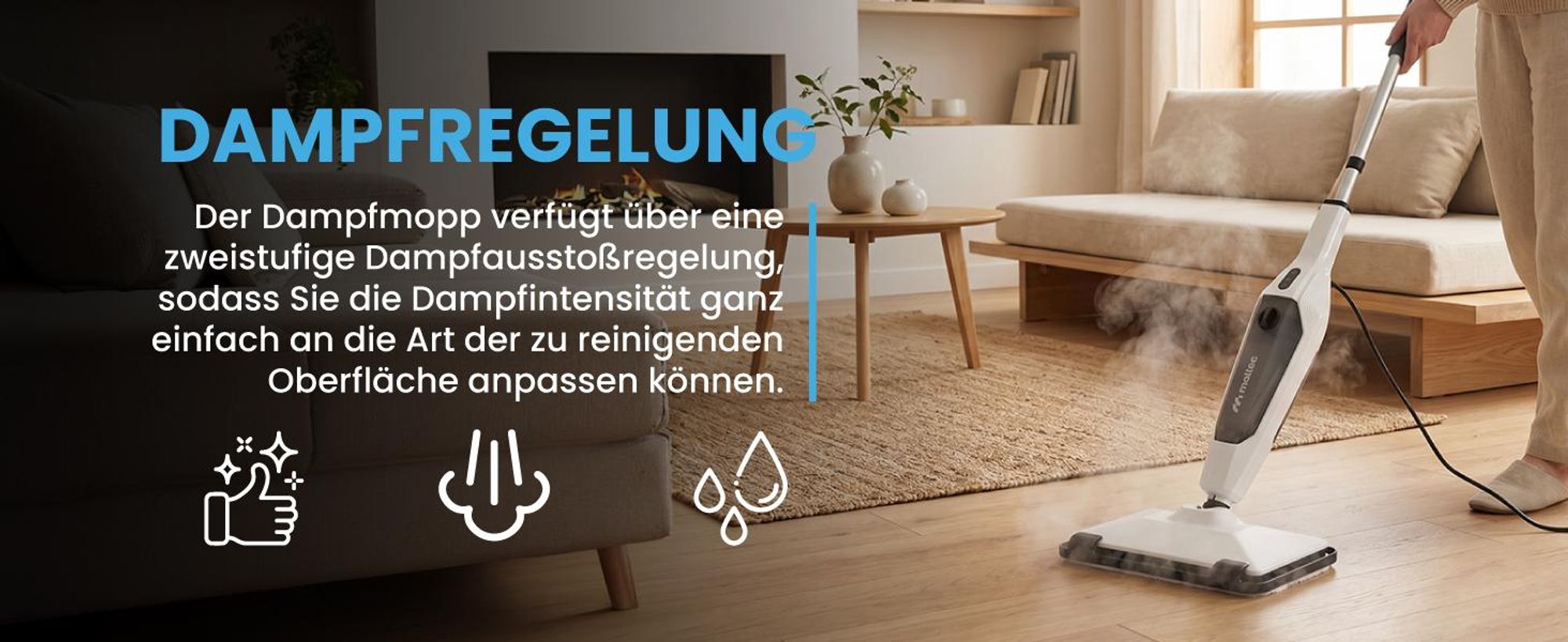 Dampfreiniger multifunktional Bodenwischer Polsterreiniger Handgerät Steam Cleaner mit Zubehör