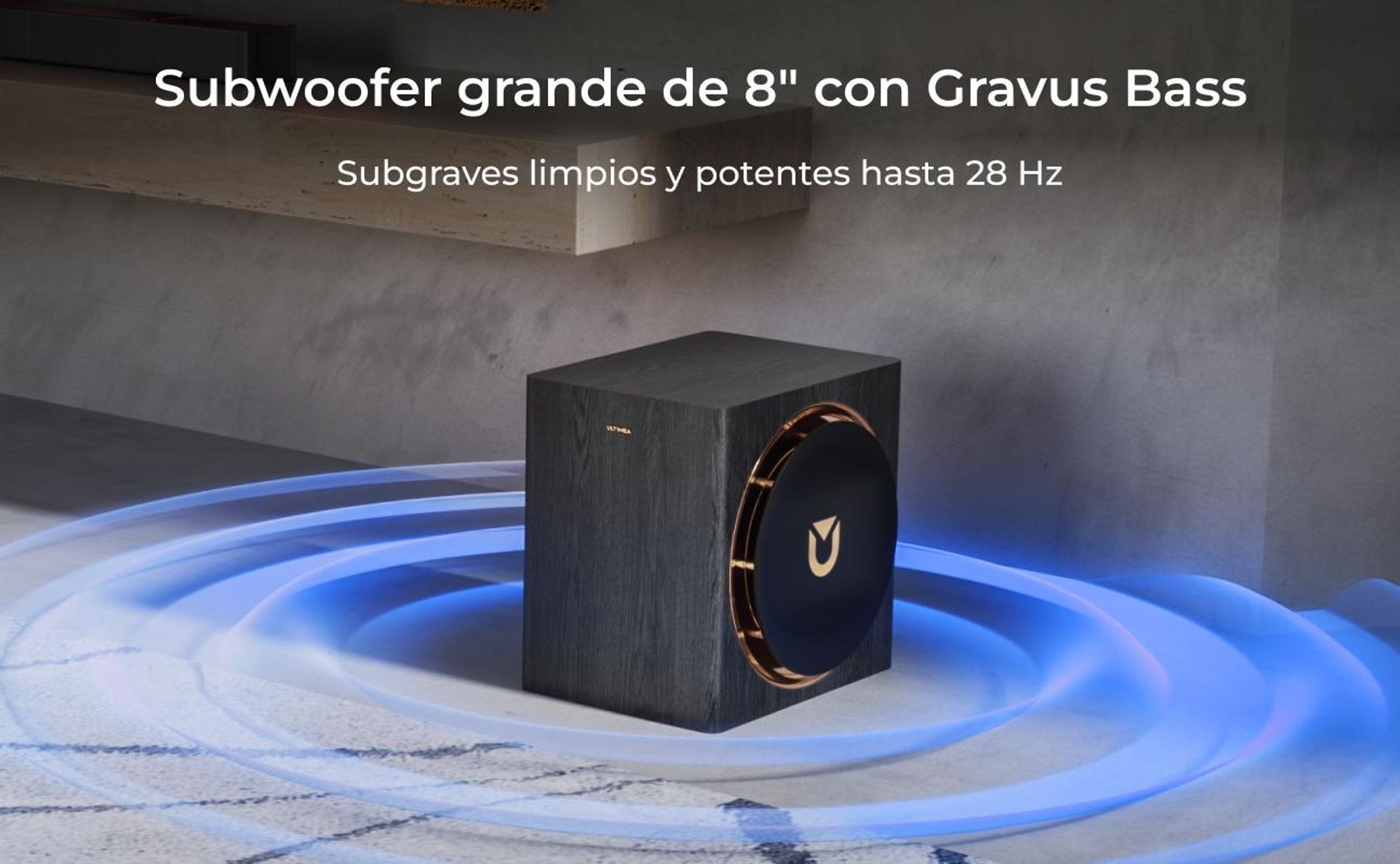 ULTIMEA Skywave Series 5.1.4: Barra de sonido profesional con Dolby Atmos, sistema de sonido envolvente 5.1.4 con subwoofer de 8" y 2 altavoces traseros inalámbricos