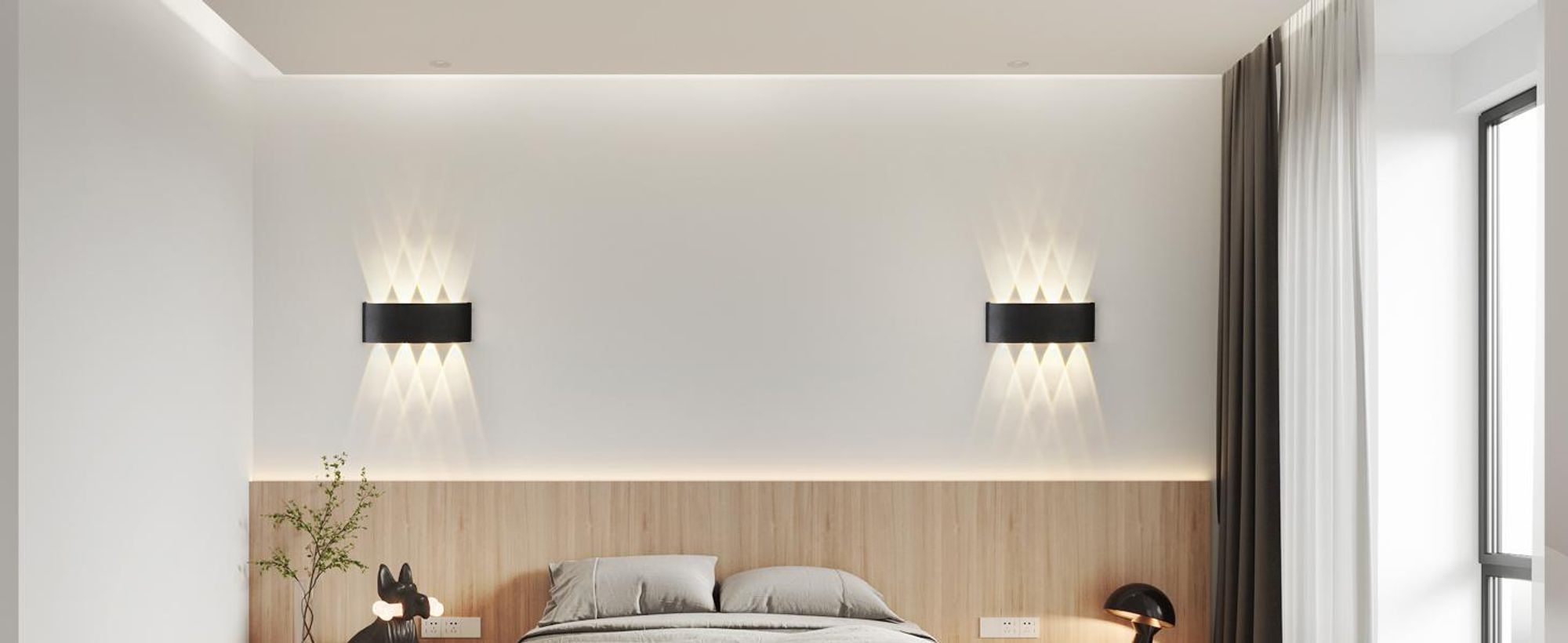 ZMH Led Wandleuchte Innen & Aussen Schwarz Wandlampe  04 Modern Up Down Warmweiß Flurlampe IP65 Wasserdicht Außenwandlampe 5W Einstellbarer Lichtstrahl für Flur Garten