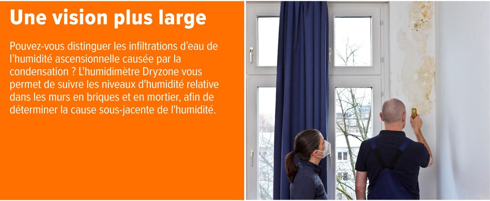 Dryzone Testeur d'Humidité - Détecteur d'Humidité à Broche et Écran LCD - pour Murs, Bois et autres Matériaux de Construction - Facile à Utiliser