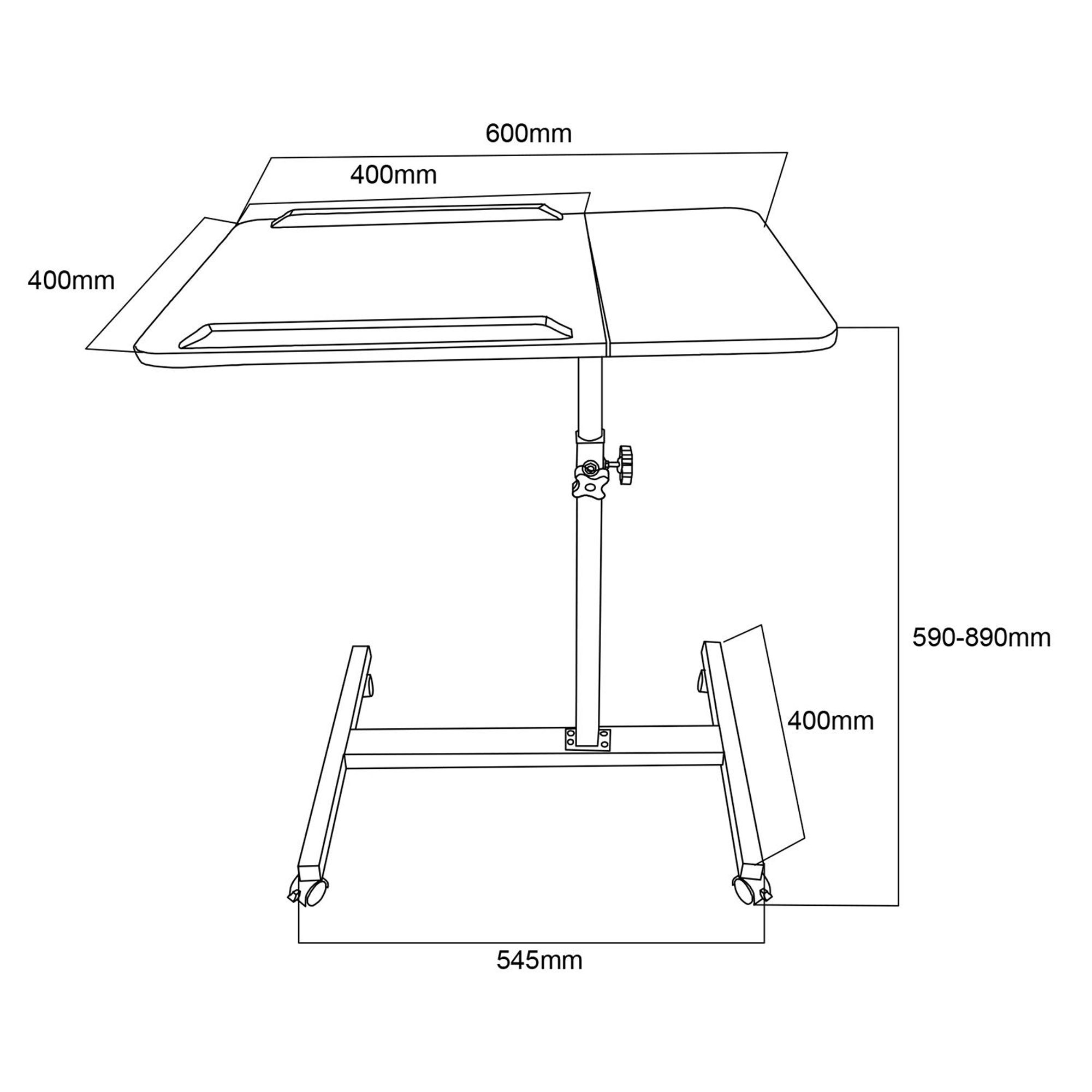 Mobiler Schreibtisch/Laptop-Ständer Maclean weiß höhenverstellbar 59-89cm max. 30kg MC-121 W
