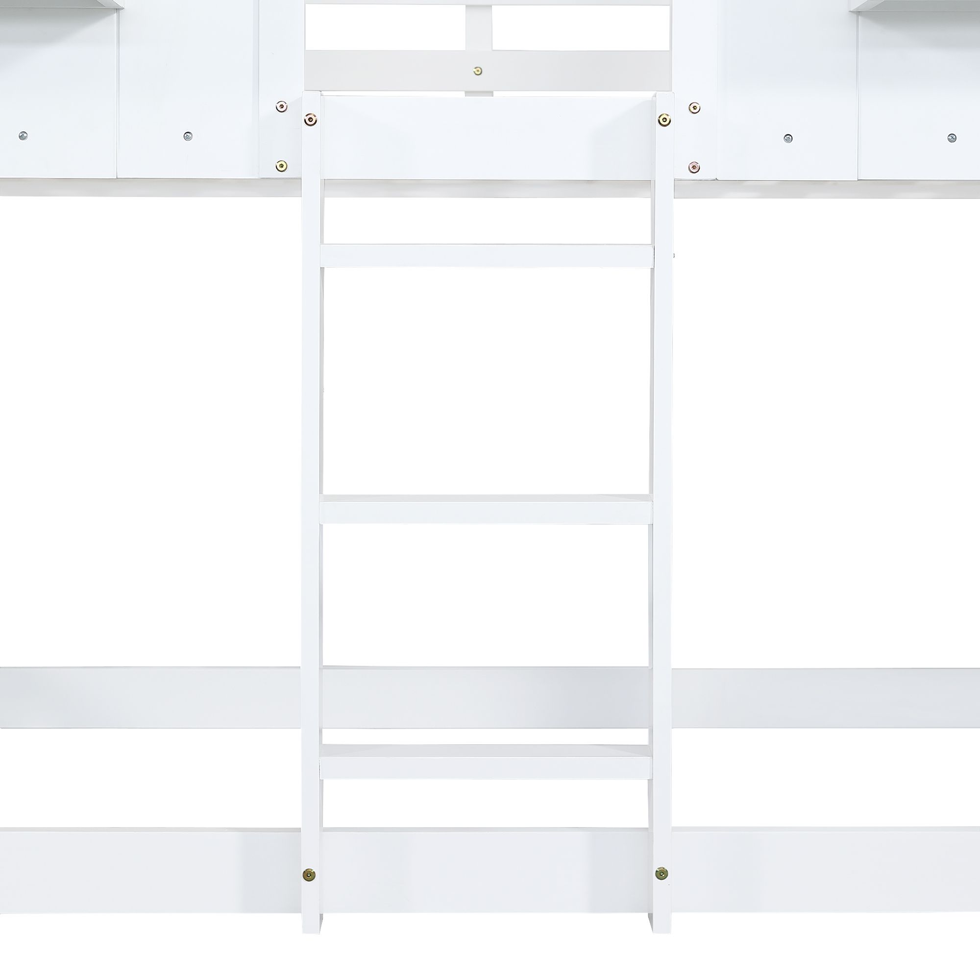 Flieks Etagenbett 90x200cm mit Rutsche, Kinderbett Hausbett mit Fenster und Staufach, Hochbett Stockbett Einzelbett Holzbett mit Lattenrost, Weiß