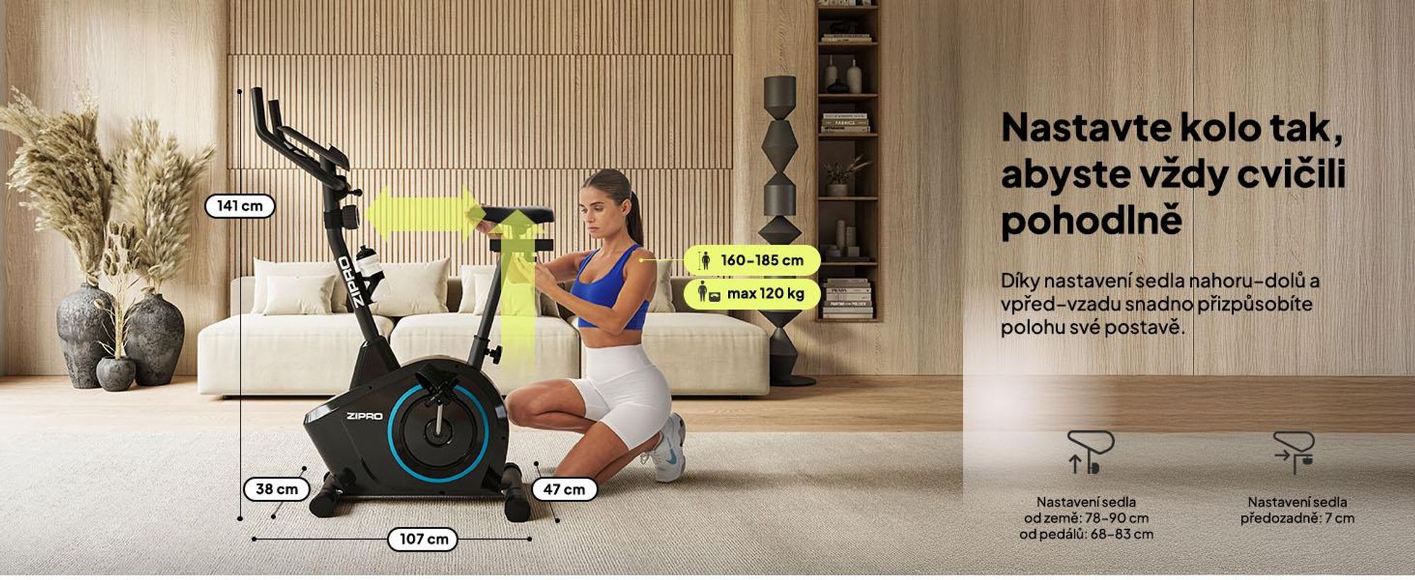 Magnetický bicykel Zipro Boost | LCD displej | 7 kg zotrvačníka | fitness bicykel s 8 úrovňami odporu | meranie času, vzdialenosti, kalórií