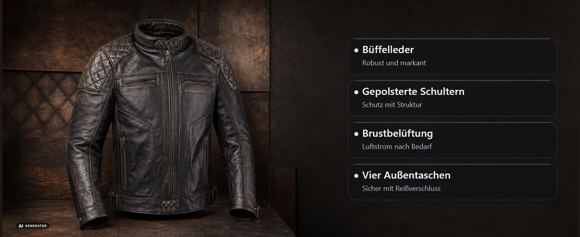 Bogotto Quick-R Motorrad Lederjacke, schwarz, 48