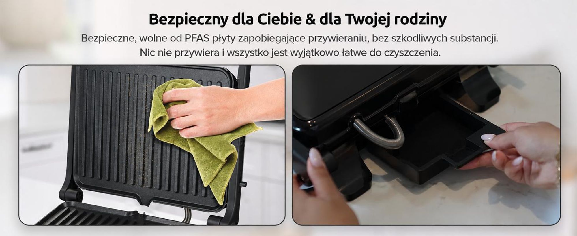 Grill kontaktowy Olvy XXL 2000W - opiekacz do 4 kanapek, opiekacz do panini z 7 programami, grill stołowy z wyświetlaczem, bez PFAS, regulacja do 230°