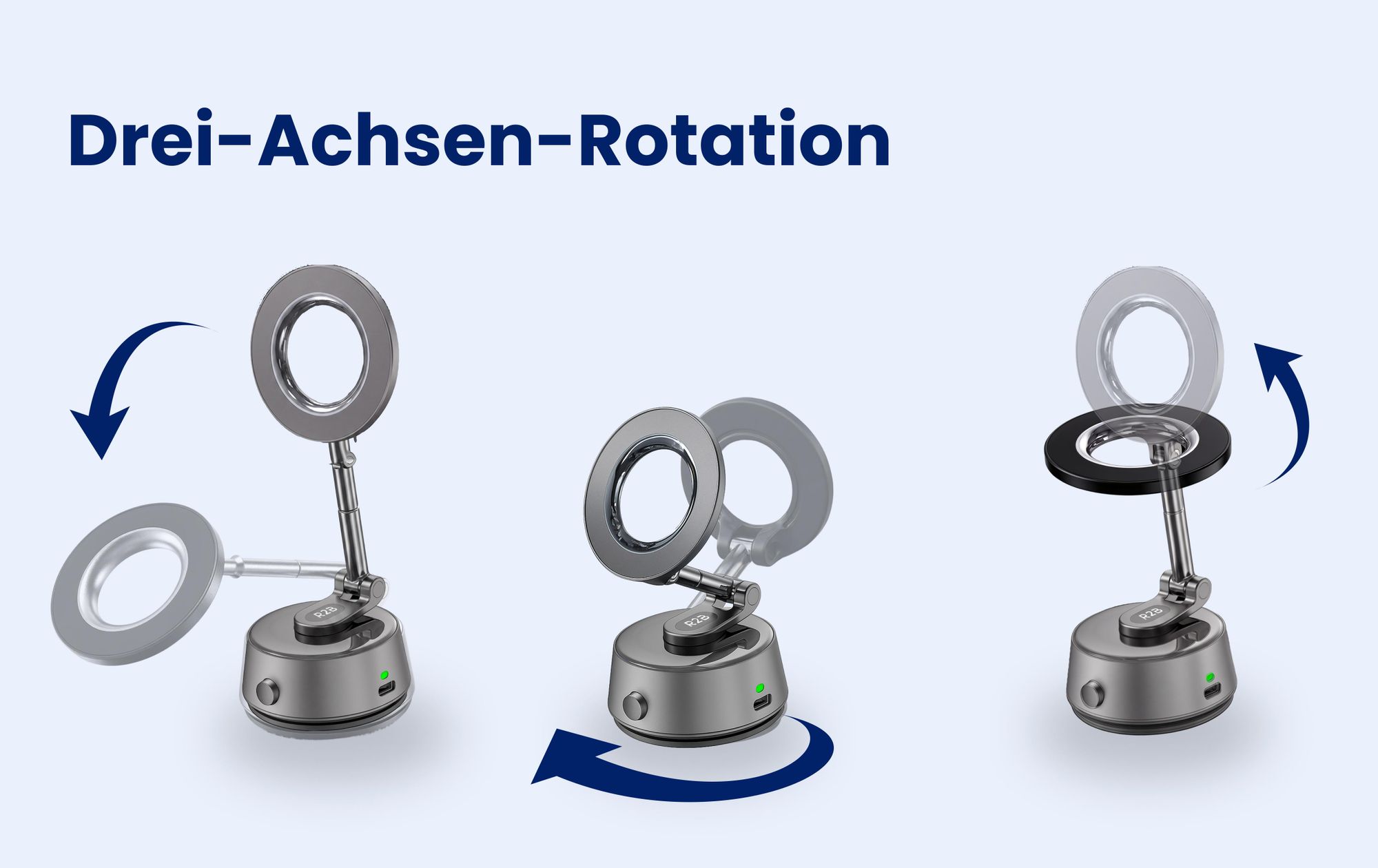R2B Autohandyhalterung mit elektrischem Vakuum-Saugnapf, magnetisch und klappbar, für Armaturenbrett und Scheibe, kompatibel mit MagSafe
