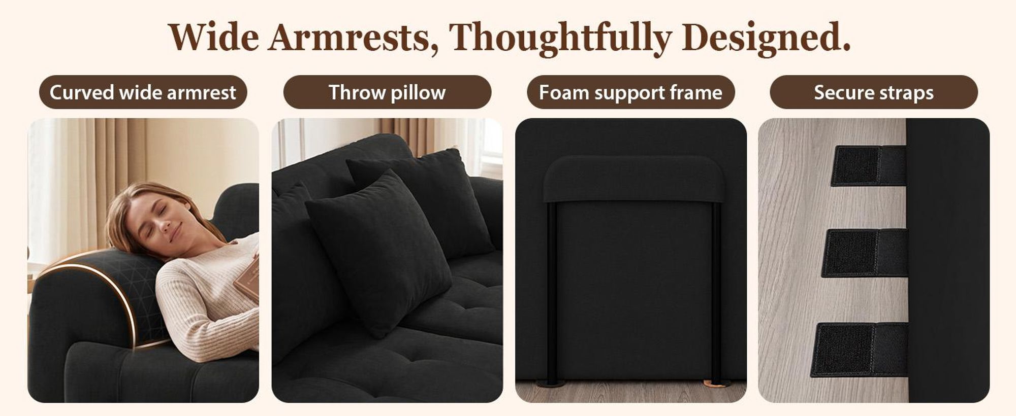 Divano ad angolo COMHOMA, 245 x 60 x 40 cm, divano modulare con funzione letto, divano letto, divano a L per soggiorno, imballato sottovuoto, combinabile in modo flessibile