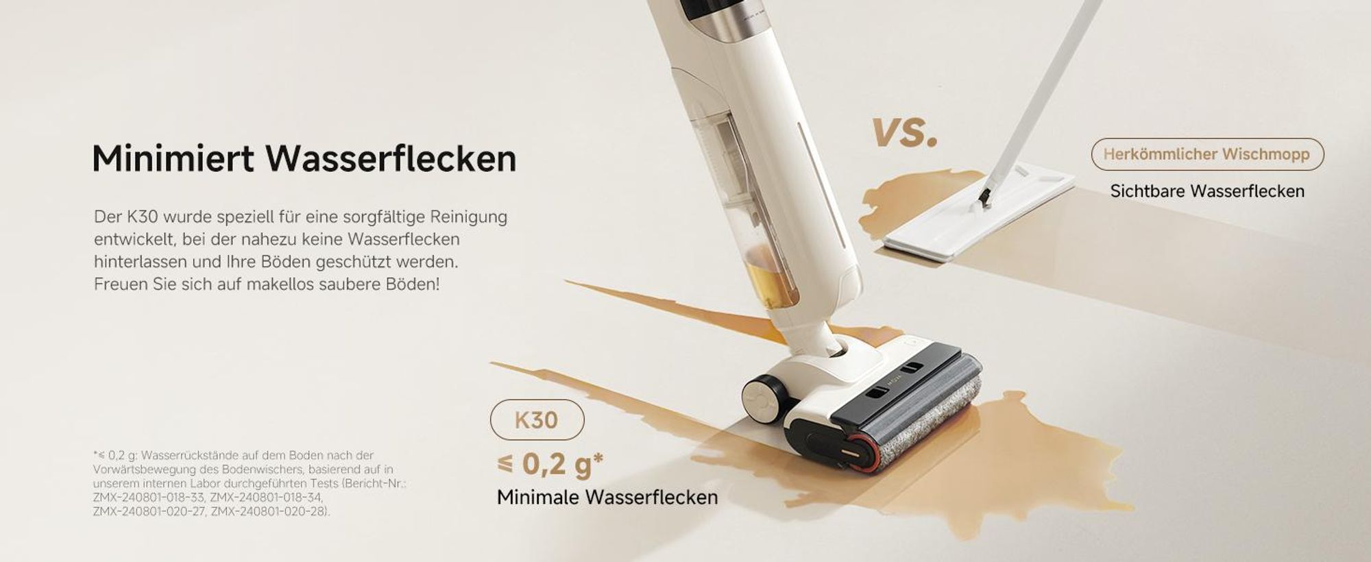 MOVA K30 Nass- & Trockensauger, 18.000 Pa, 180° Reichweite, flaches Design, Doppel-Kantenreinigung, Heißluft-Trocknung, Selbstreinigung