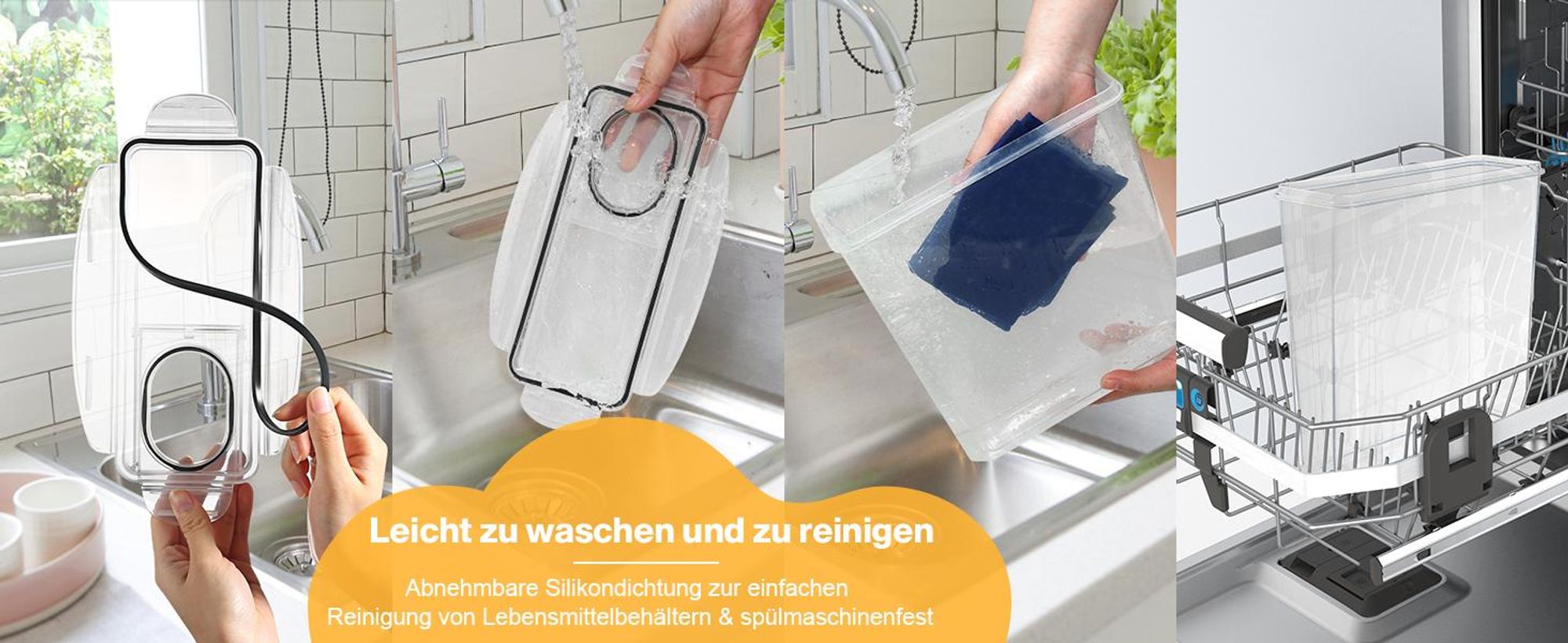 YASHE 4 Stücke Vorratsdosen Set 3.7L, Vorratsdosen mit Deckel Luftdicht, Kunstst