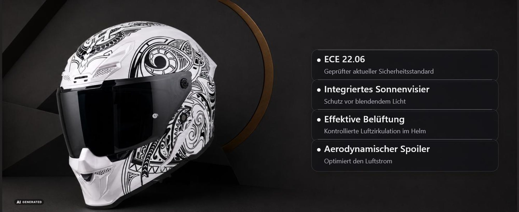 Bogotto Motorradhelm Blade Maori L mit Sonnenvisier und Pinlock-Vorbereitung