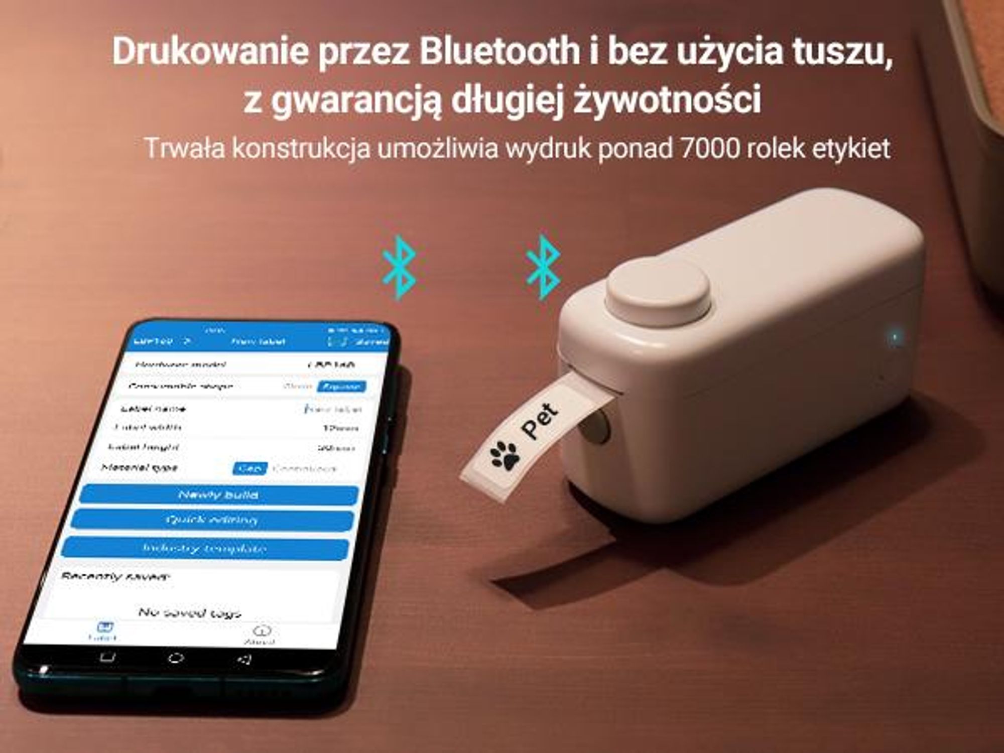 Mini drukarka etykiet z Bluetooth, ponad 1700 symboli, z akumulatorem – August LBP160W