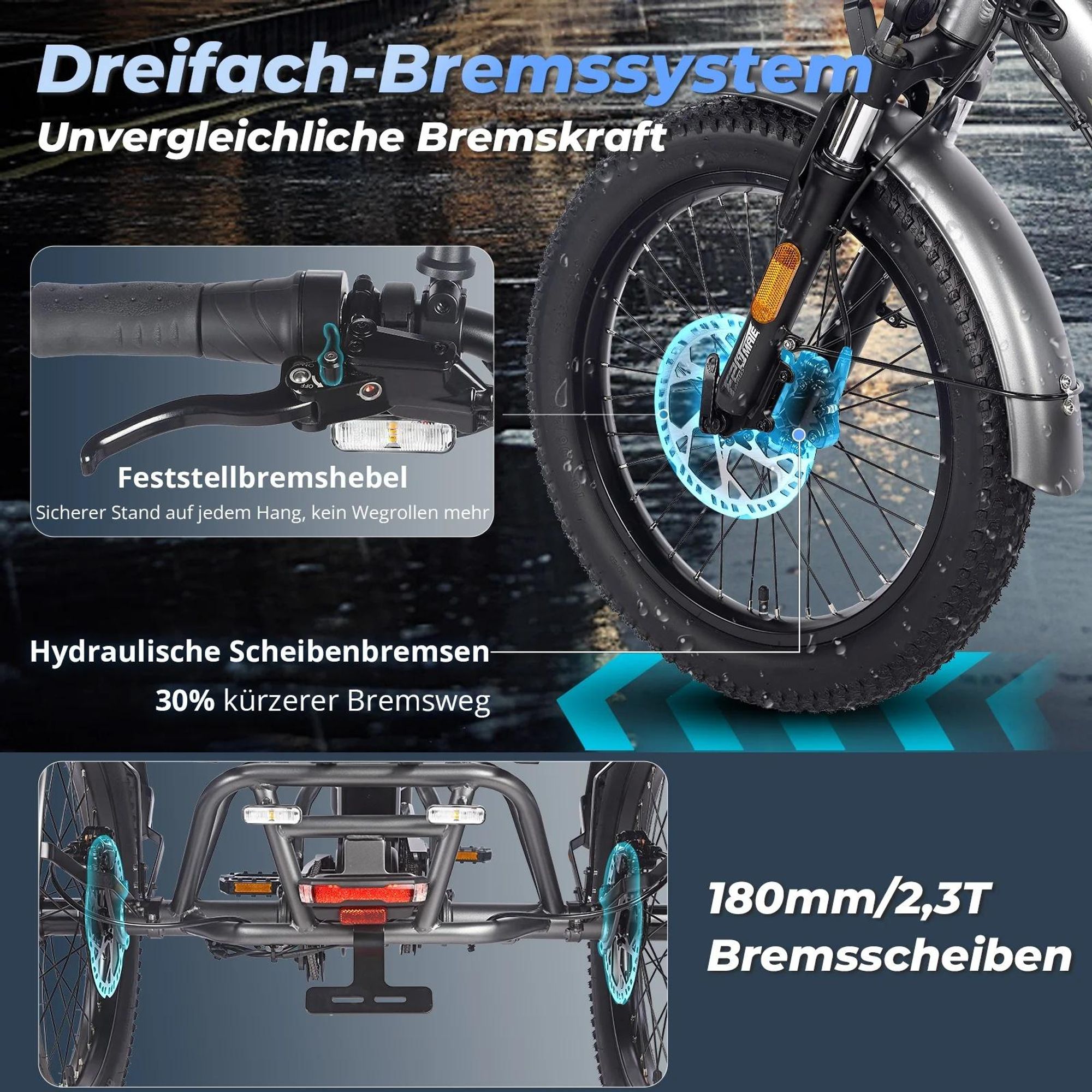 FAFREES F20 Mate E-Lastenrad - Akku 48V21AH 20-Zoll-Rädern Hydraulische Bremsen - Graublau
