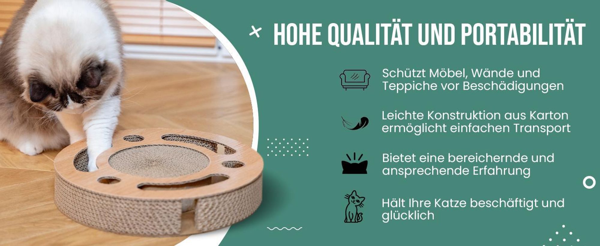Petsona Kratzbrett Für Katzen Natürlicher Katzenkratzer Spielplatz Kratzpappe & Kratzteppich Für Katze Katzenspielzeug Selbstbeschäftigung, Natürlich